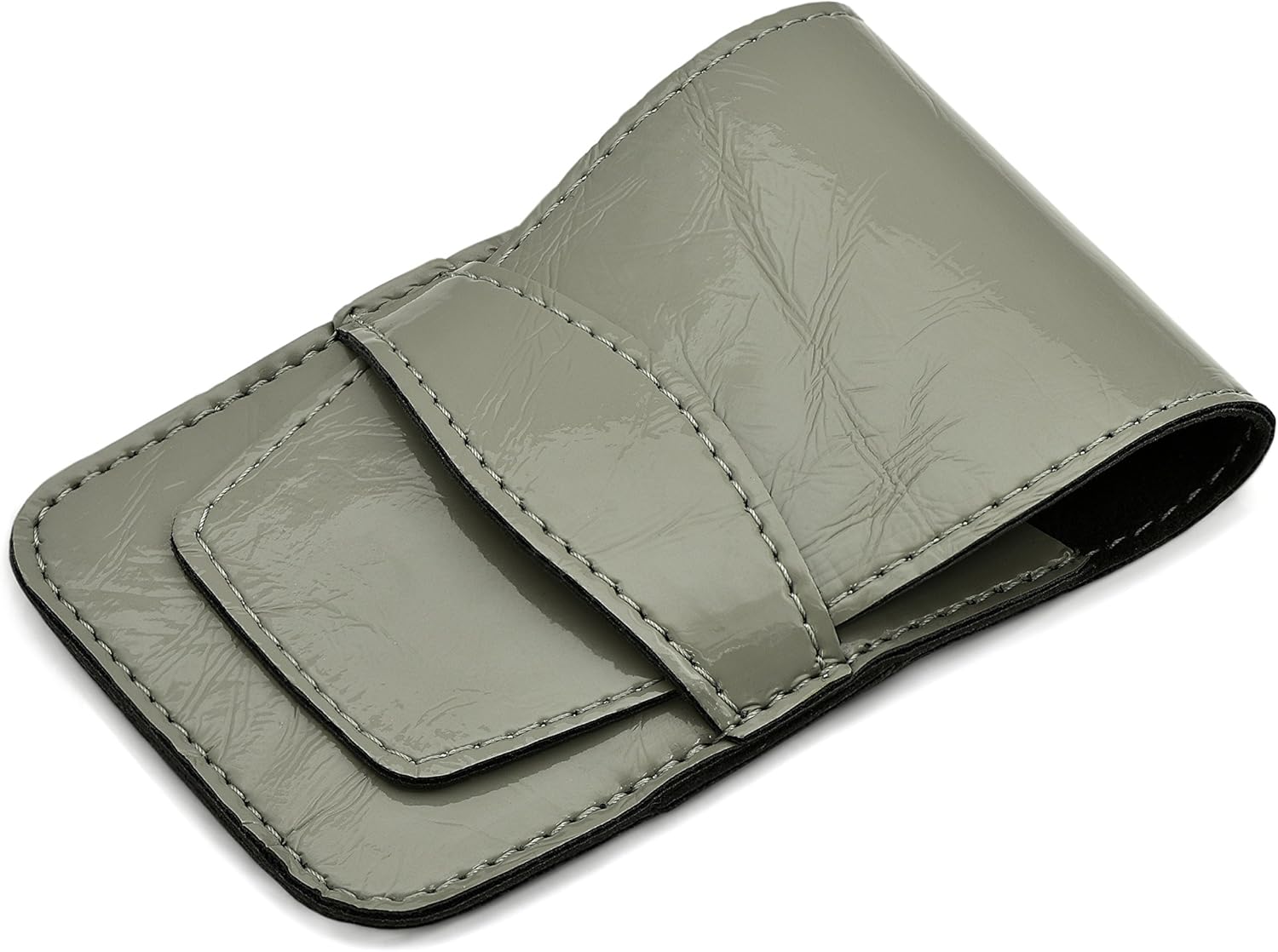 Mont Bleu 5-piece Manicure Set with crystal nail file, in Cruelty Free Grey Leatherette Case | Italian Scissors - Silver Czech Crystal Nail File - German Case