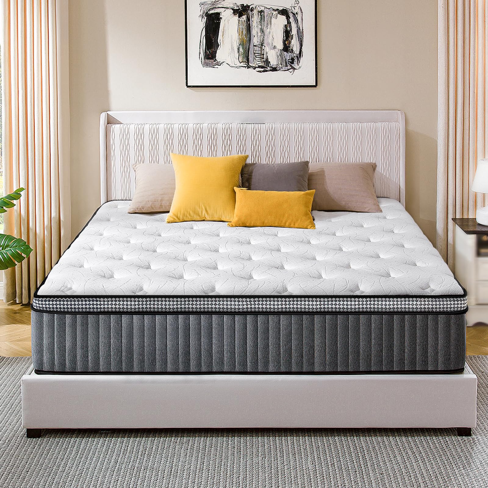 VISCOUNTESS Materasso Ibrido Queen 35.5cm, Memory Foam Gel E Molle