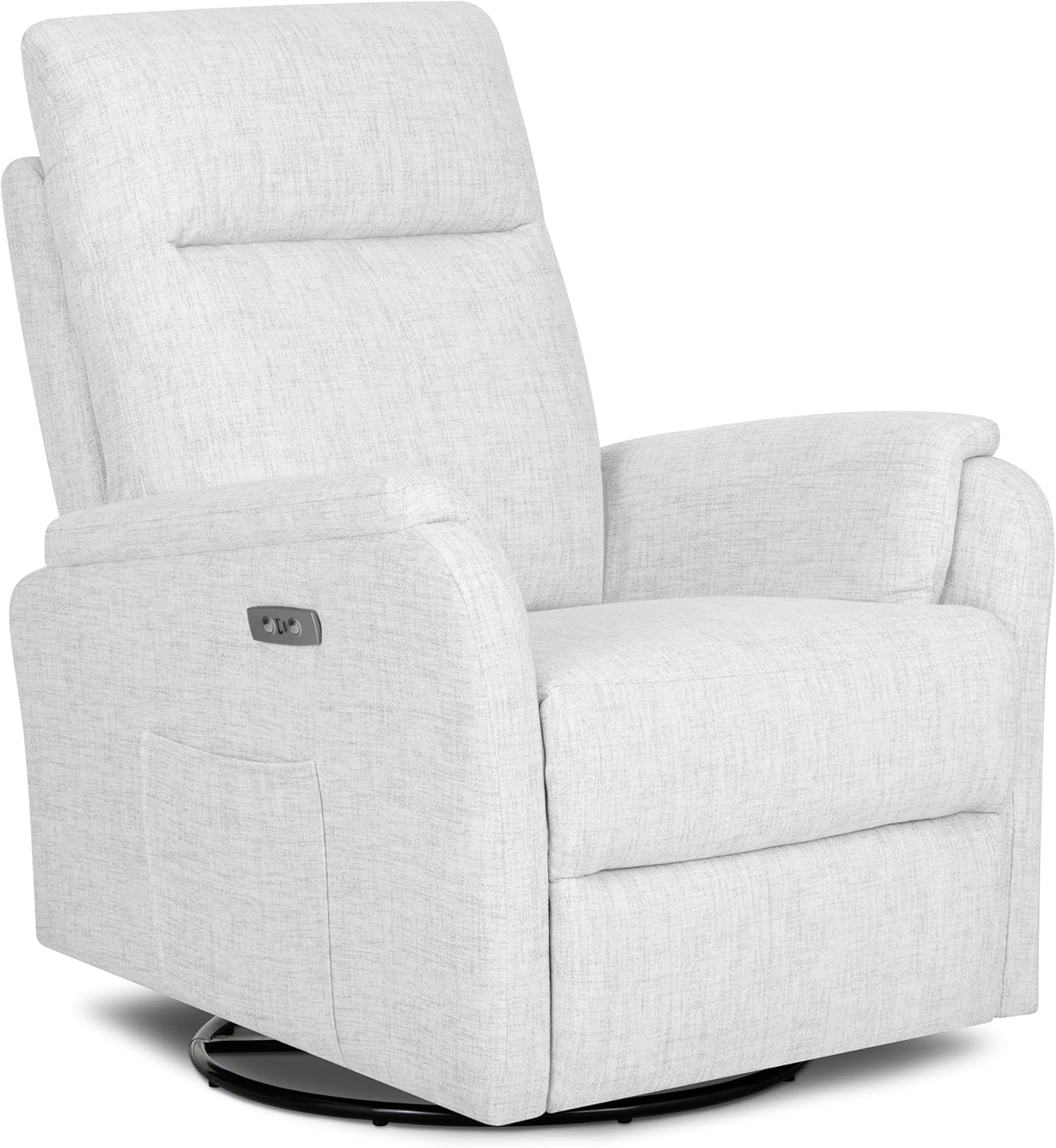Evolur Noah Power Recline Glider with 275-Degree Swivel, Power Recline, Plush Padded Armrests, FSC Certified, in Fog Grey