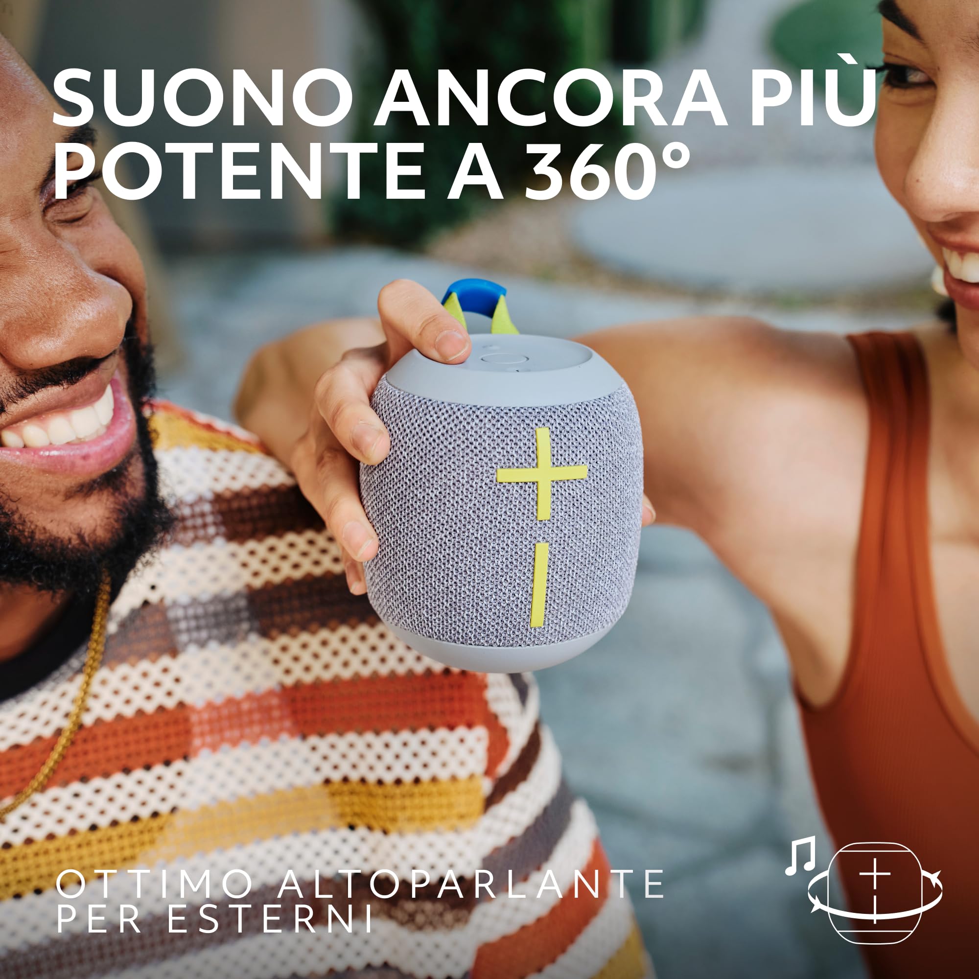 Ultimate Ears Wonderboom 4 Altoparlante Bluetooth portatile impermeabile con bassi grandi e suono a 360 gradi, altoparlante galleggiante antipolvere con portata di 40 m, bianco