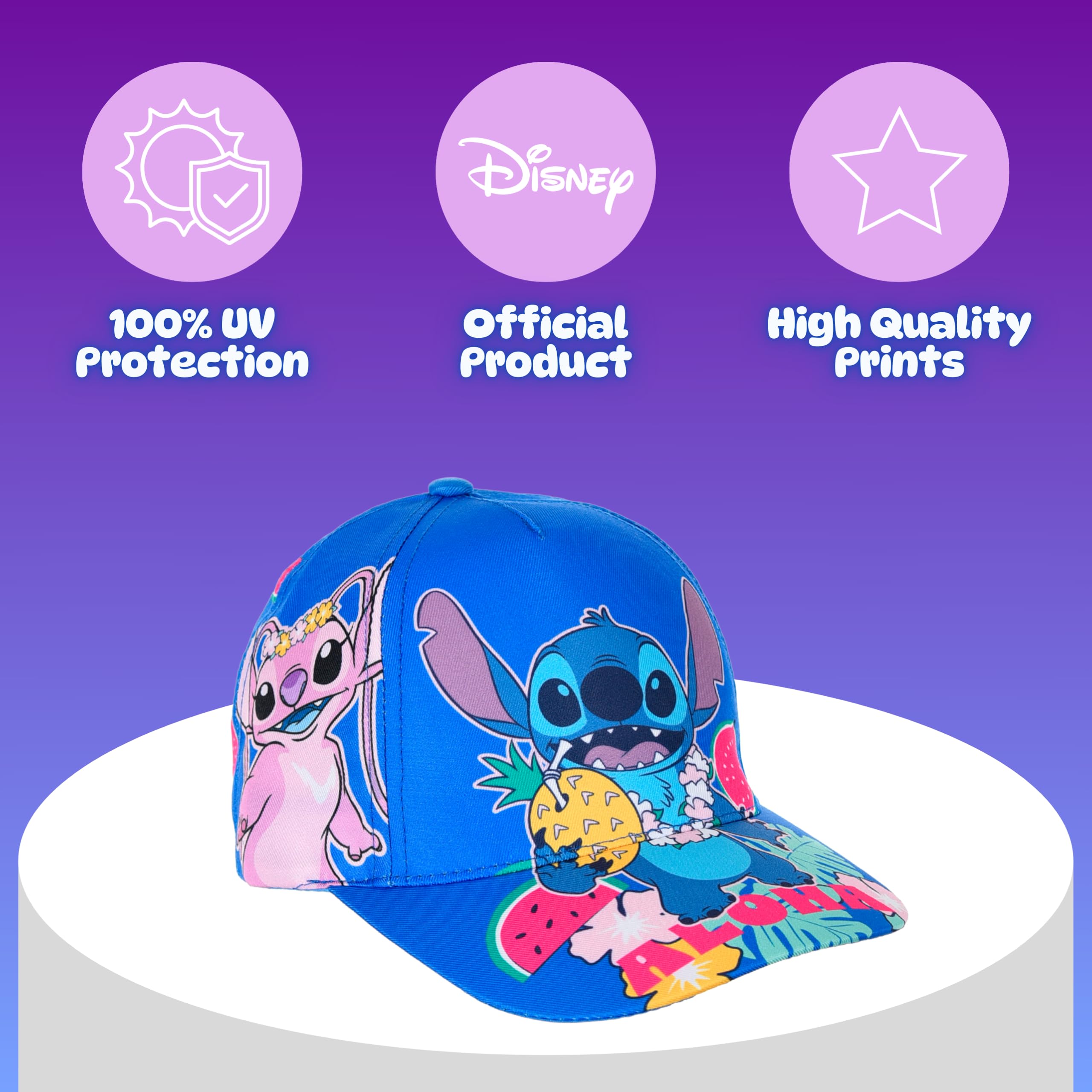 Disney Stitch y Angel Gorro para Niñas, Gorra de Beisbol de Verano Diseño Aloha, Regalo para Niñas