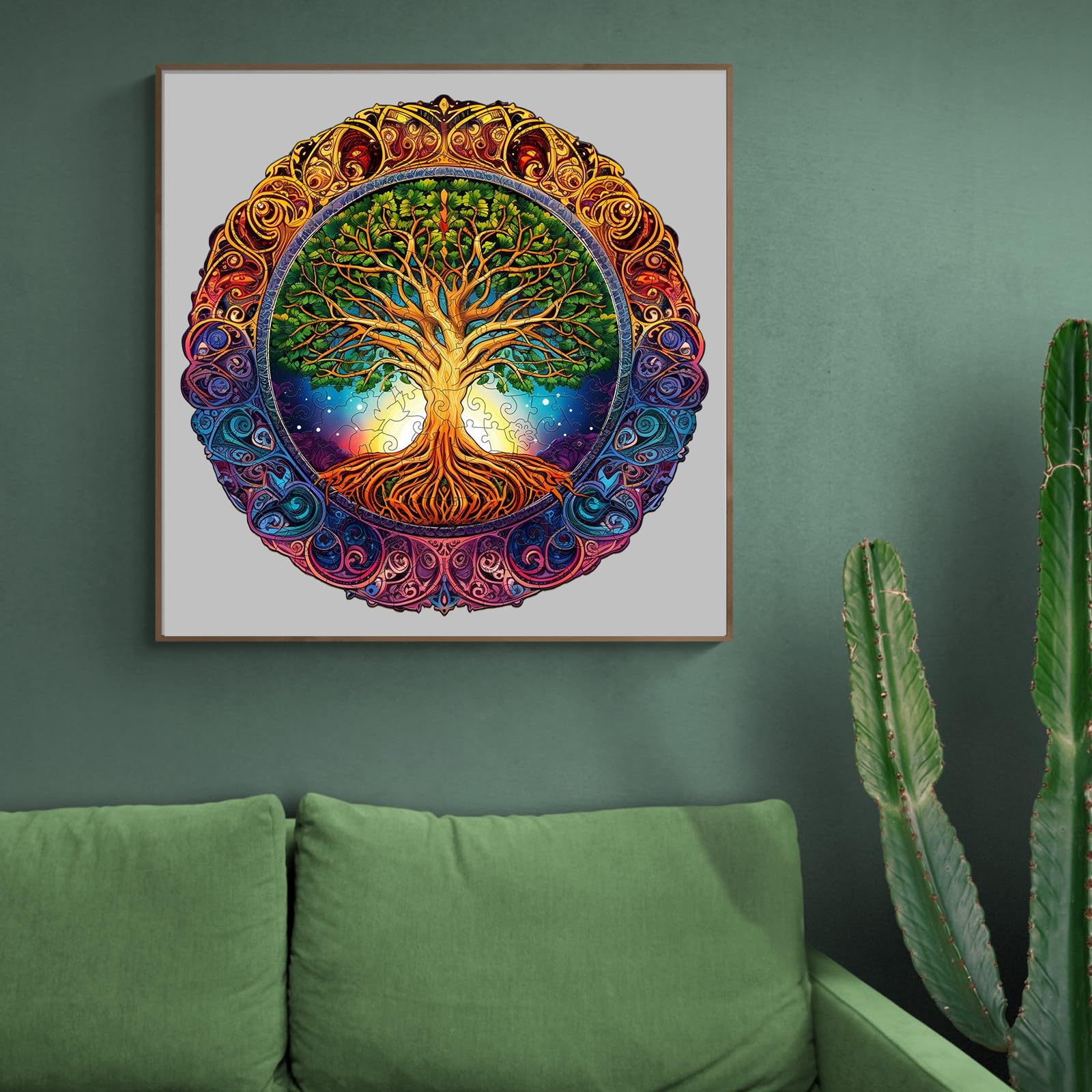 Puzzle in legno per adulti, 300 pezzi con mandala, puzzle in legno, 34 x 33,6 cm, puzzle in legno irregolare, unici a forma di animale, per adulti, bel regalo per la famiglia e gli amici
