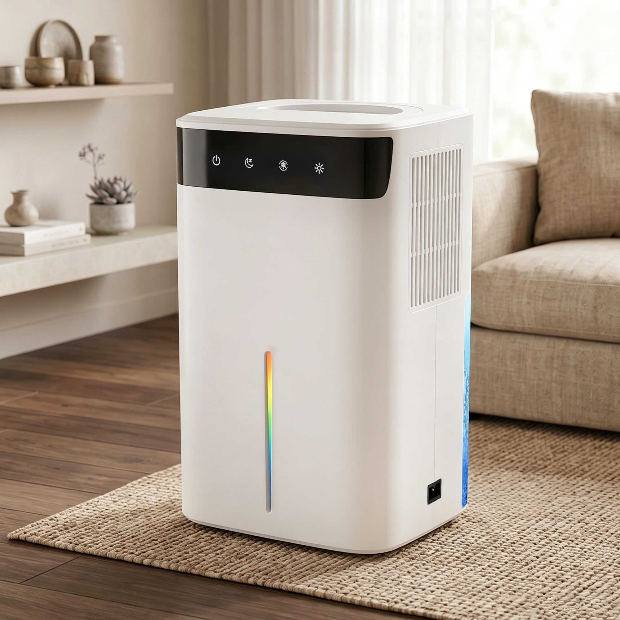 Mini Deumidificatore Elettrico 2600ML per Piccoli Ambienti, Deumidificatore Casa con Modalità Notte, Luce LED Multicolore e Funzione di Sbrinamento, per Camera da Letto, Bagno, Cantina e Camper