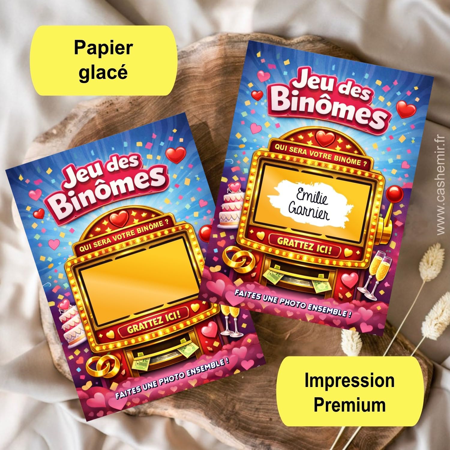 Jeu des Binômes Mariage 50 Cartes à gratter | Tickets à Personnaliser | Animation Repas Mariage Anniversaire