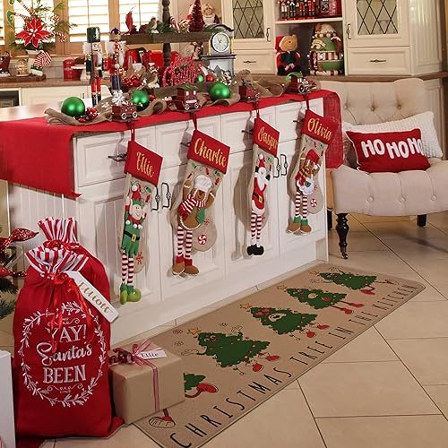 Miniatura 5 de Yinhua Tapetes de cocina de Navidad para piso, tapetes de goma antideslizantes de cocina de perfil bajo para piso, lindas alfombras de cocina de