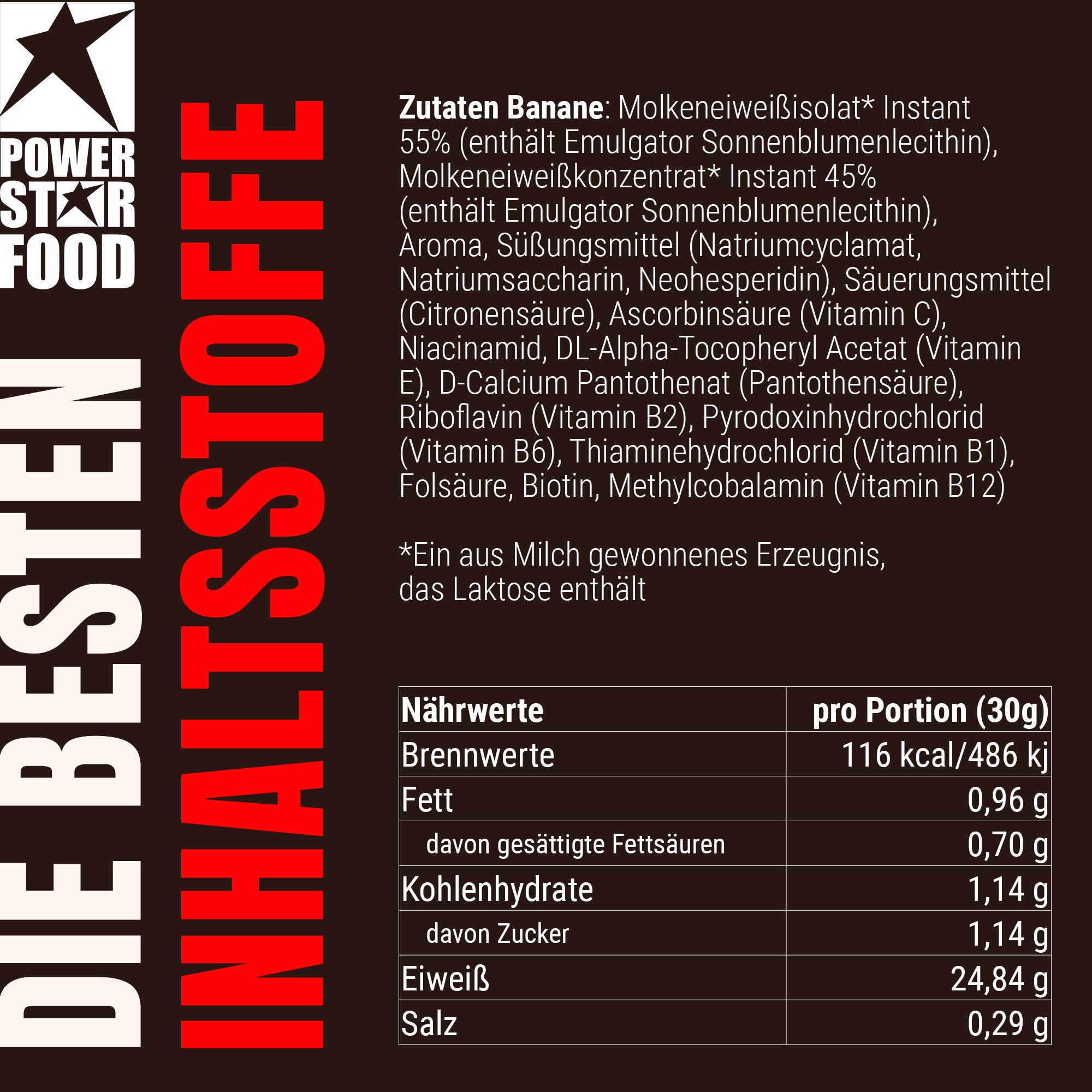 Powerstar PREMIUM WHEY 90 Banana 4000 g - 90% Protein i.Tr. Whey-Pulver | 60% CFM Whey Isolat und 40% CFM Konzentrat - Eiweißpulver mit nur 1% Kohlenhydrate - Made in Germany