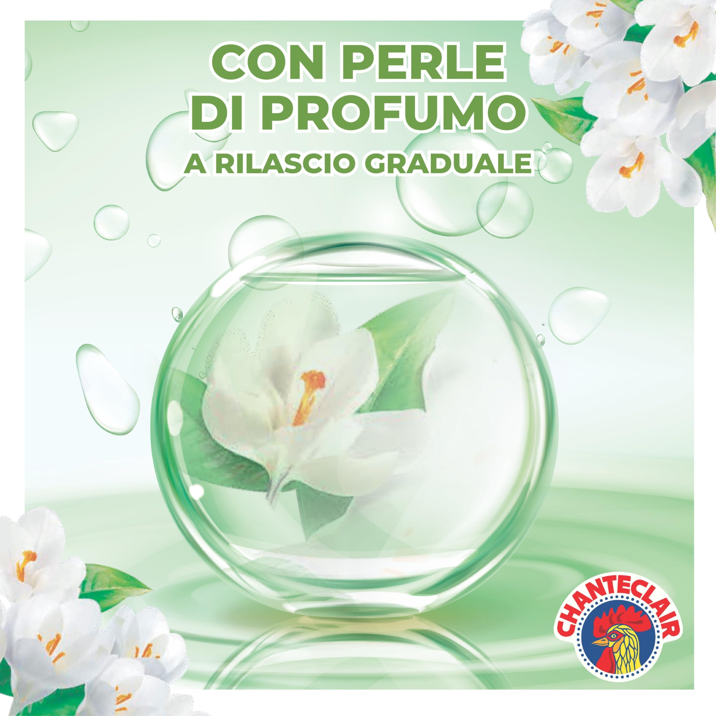 Chanteclair - Ammorbidente "I Concentrati", Muschio Bianco, Protegge la morbidezza del bucato, Profumo Intenso e Persistente sui Capi - 8 flaconi da 1800 ml, 90 dosi