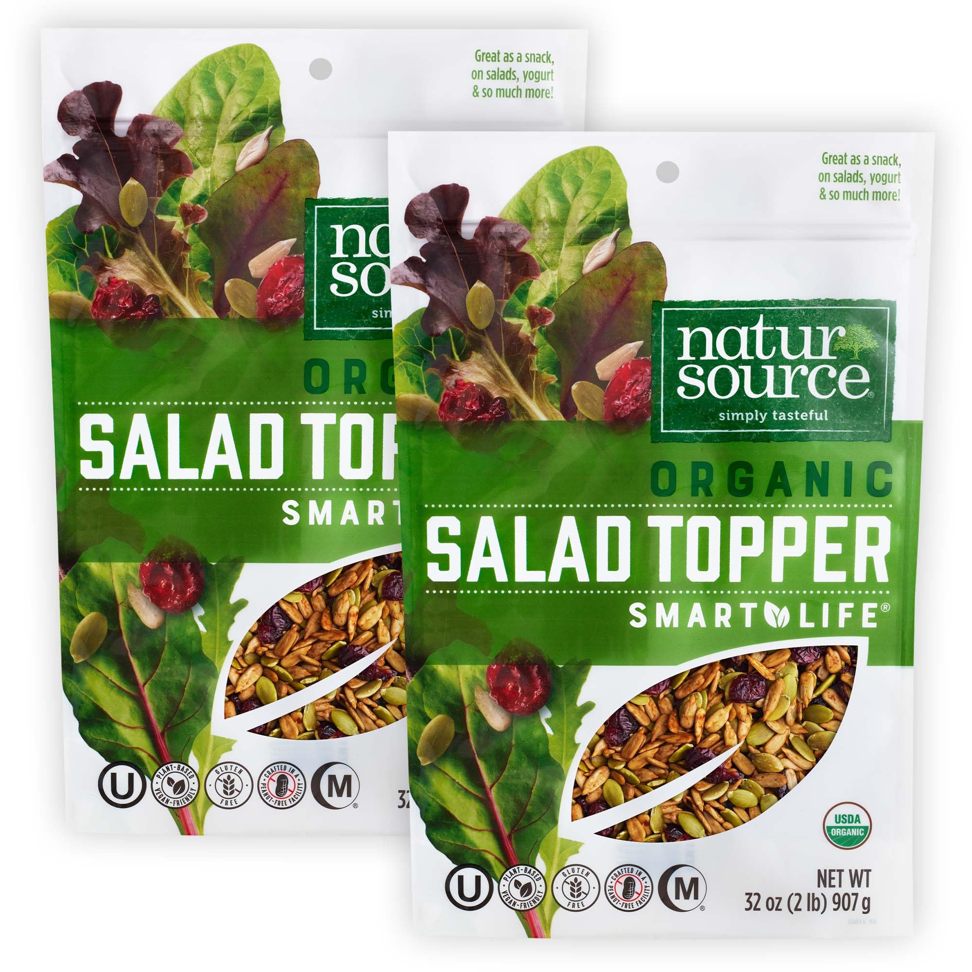 - naturSource Organic Salad Topper - Salad Toppings, Salad Mix, Salad Toppers Seeds and Cranberries, Crunchy, Mixed Seeds for Salad, Oatmeal or Yogurt, Gluten Free, Organic - 32 Oz (2 Lb) (Pack of 2)
