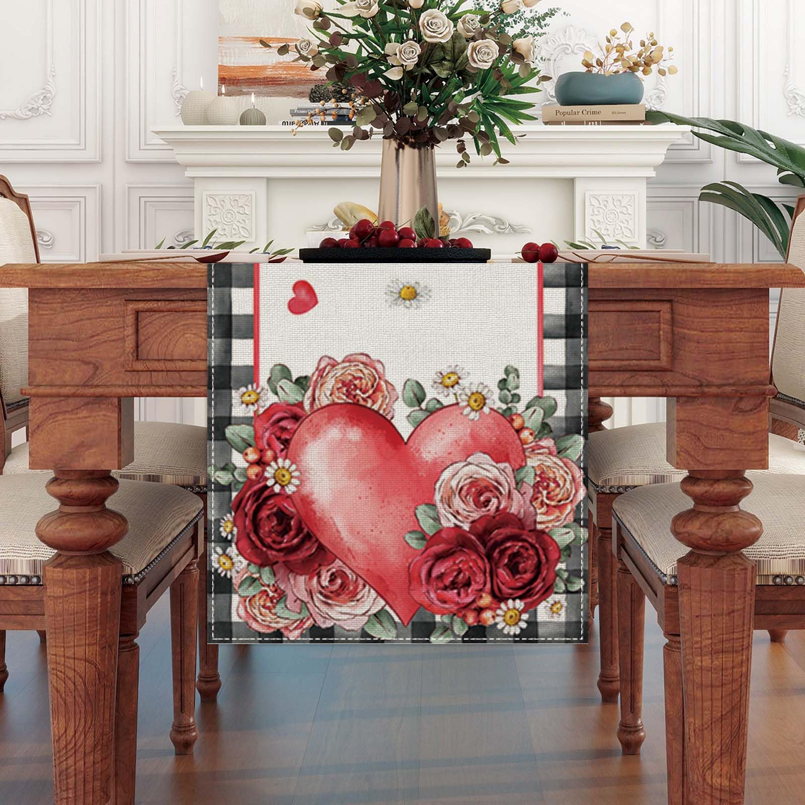 Snapklik.com : Linen Watercolor Eucalyptus Heart Valentines Day Table ...