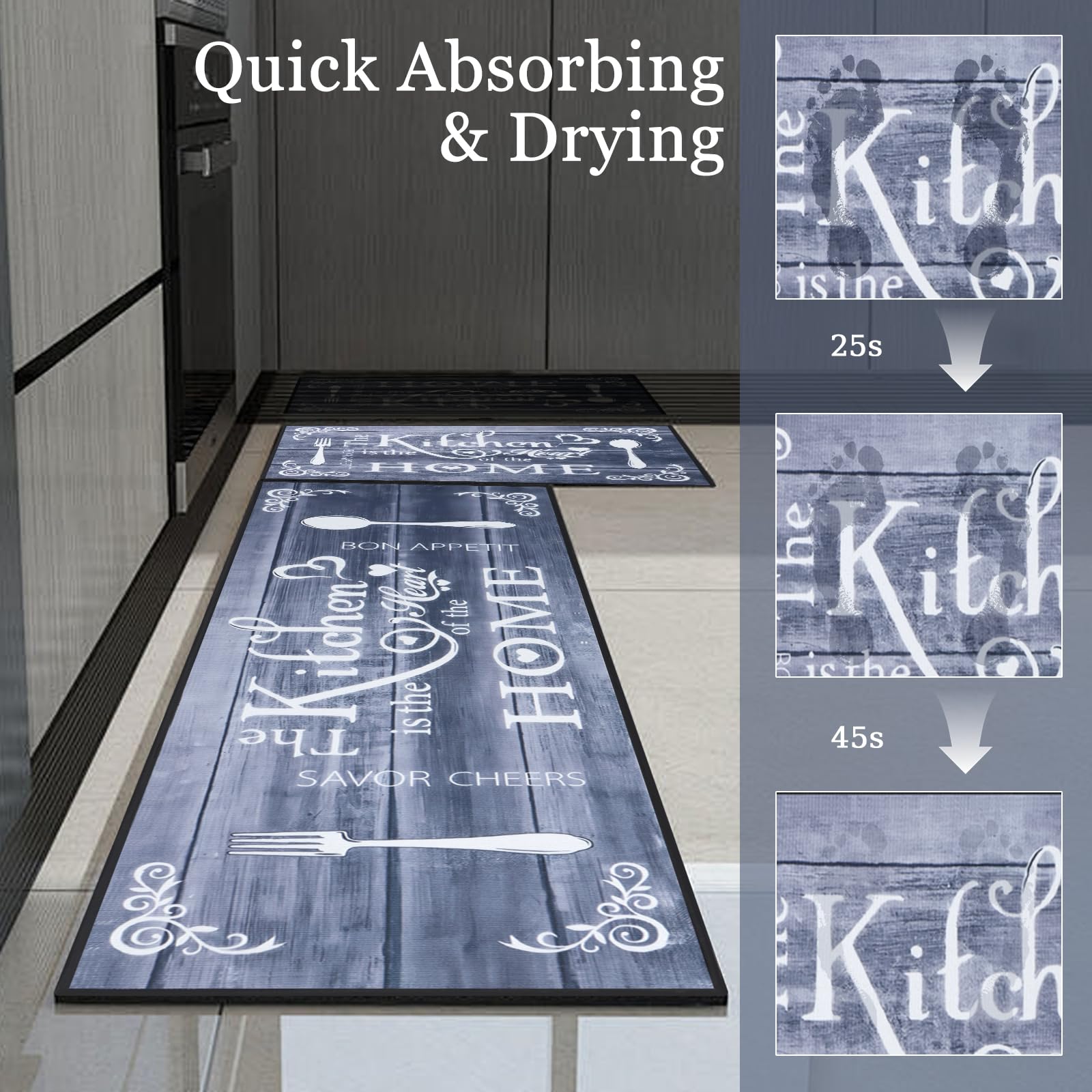 Tapis de Cuisine Boho 2 pièces, Lavable, Antidérapant pour Sol