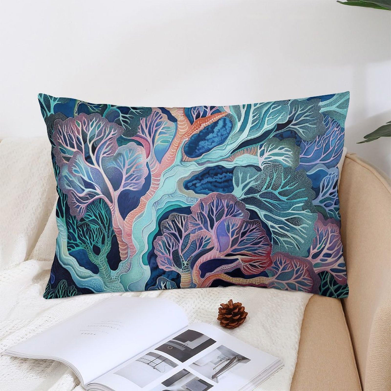 NTVOWPZO Decoration Throw Pillow Covers 12 "x20 Pillowcases Covers Fan Coral Image Soft Pillowcases Modern Farmhouse Home Decor Sofa Cushions Covers for Couch Bed Living Room
