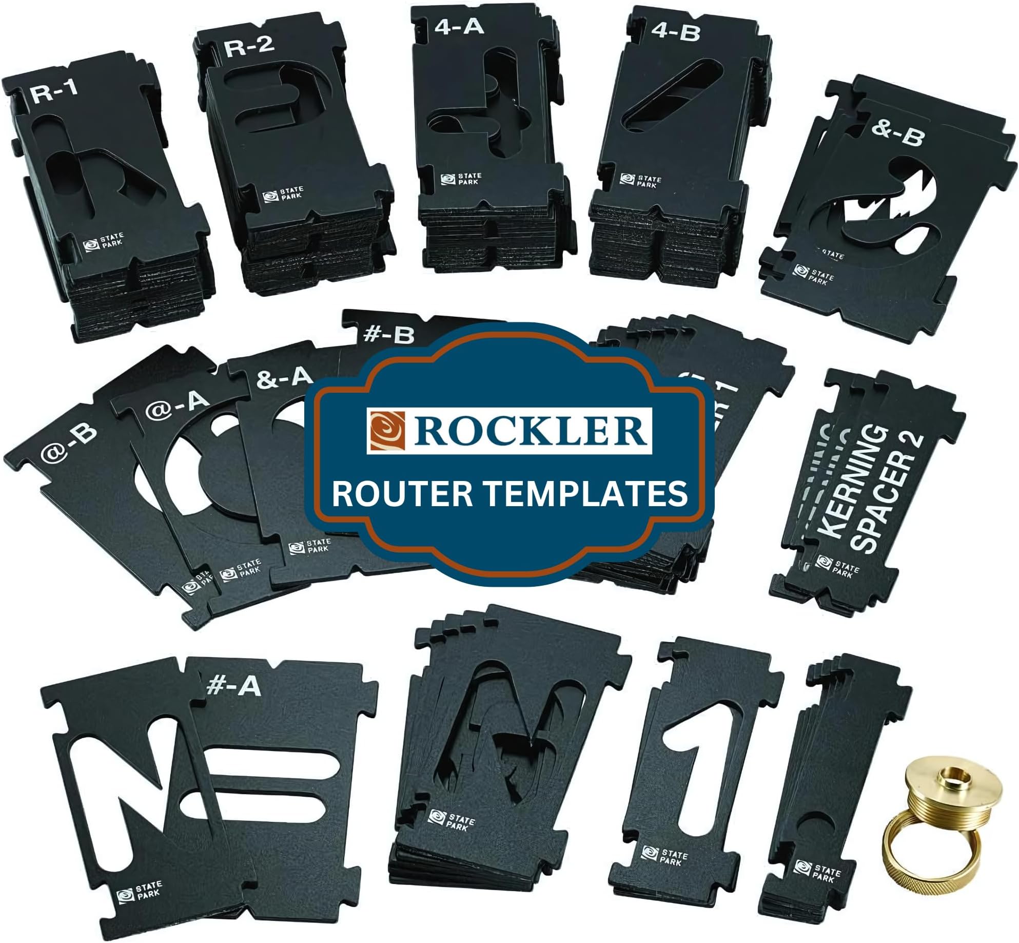 Router Letter Template Set (2.25”, 99 Pieces) – State Park Font Letter Router Template – Interlocking Sign Making Templates w/Letters, Numbers, Symbols & More - Interlock Signmaker's Templates