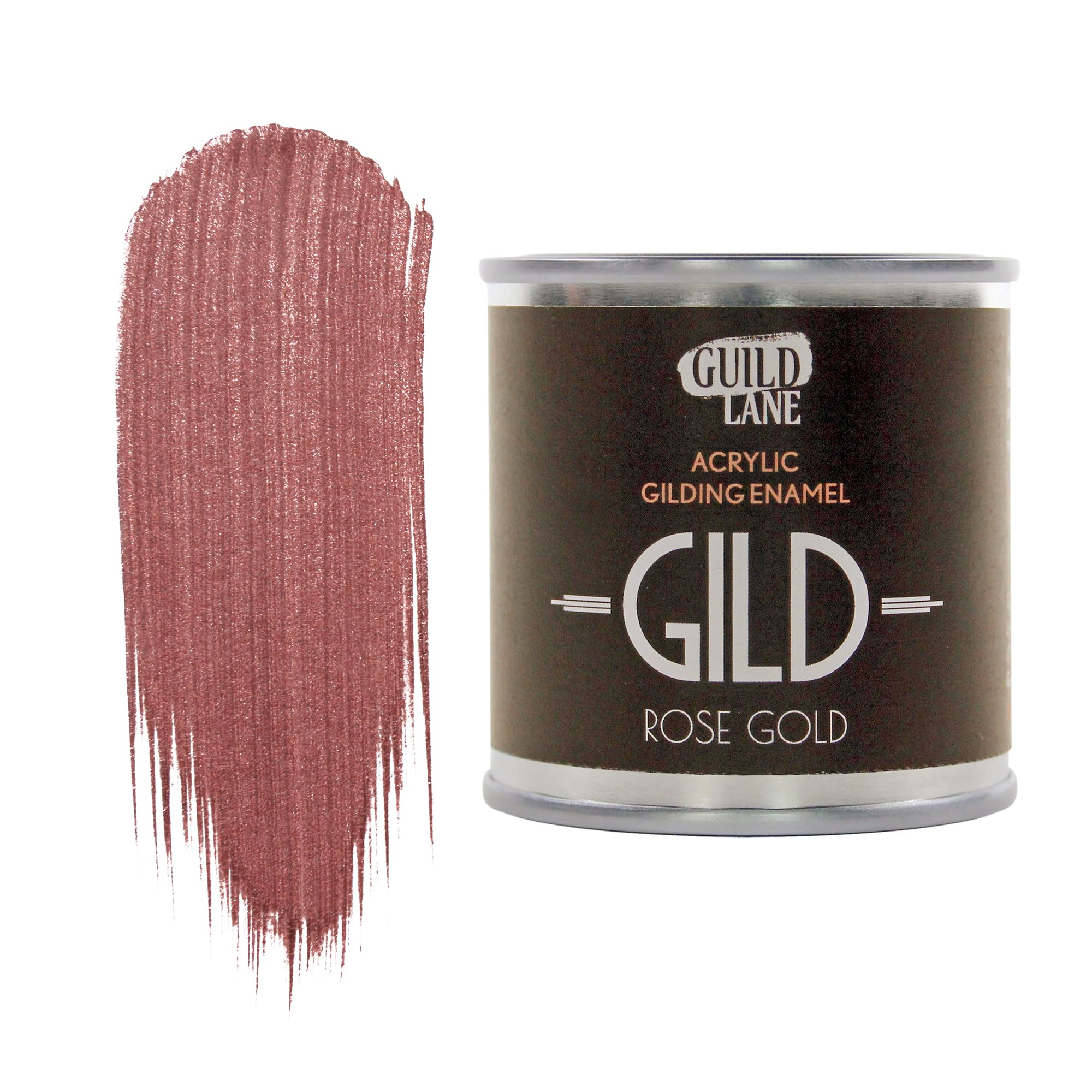 Guild Lane GILD Metallic Acrylic Enamel Paint - Rose Gold - For Wood, Metal, Glass, Furniture & Crafts - Water-Based, Non-Tarnish Finish - 125ml Tin - Made in Britain