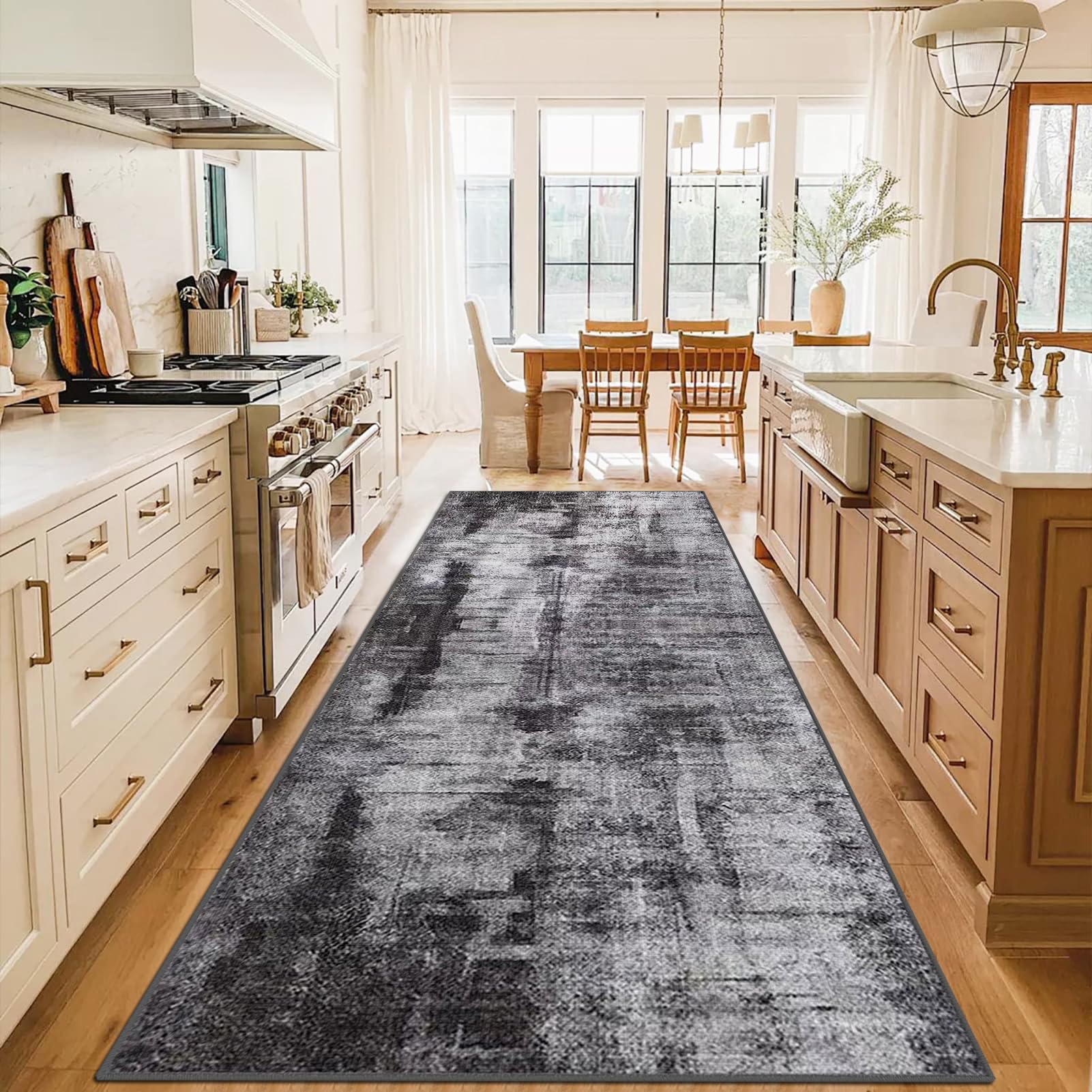 Tapis de couloir polyester gris 80x180 cm à envers antidérapant haute sécurité