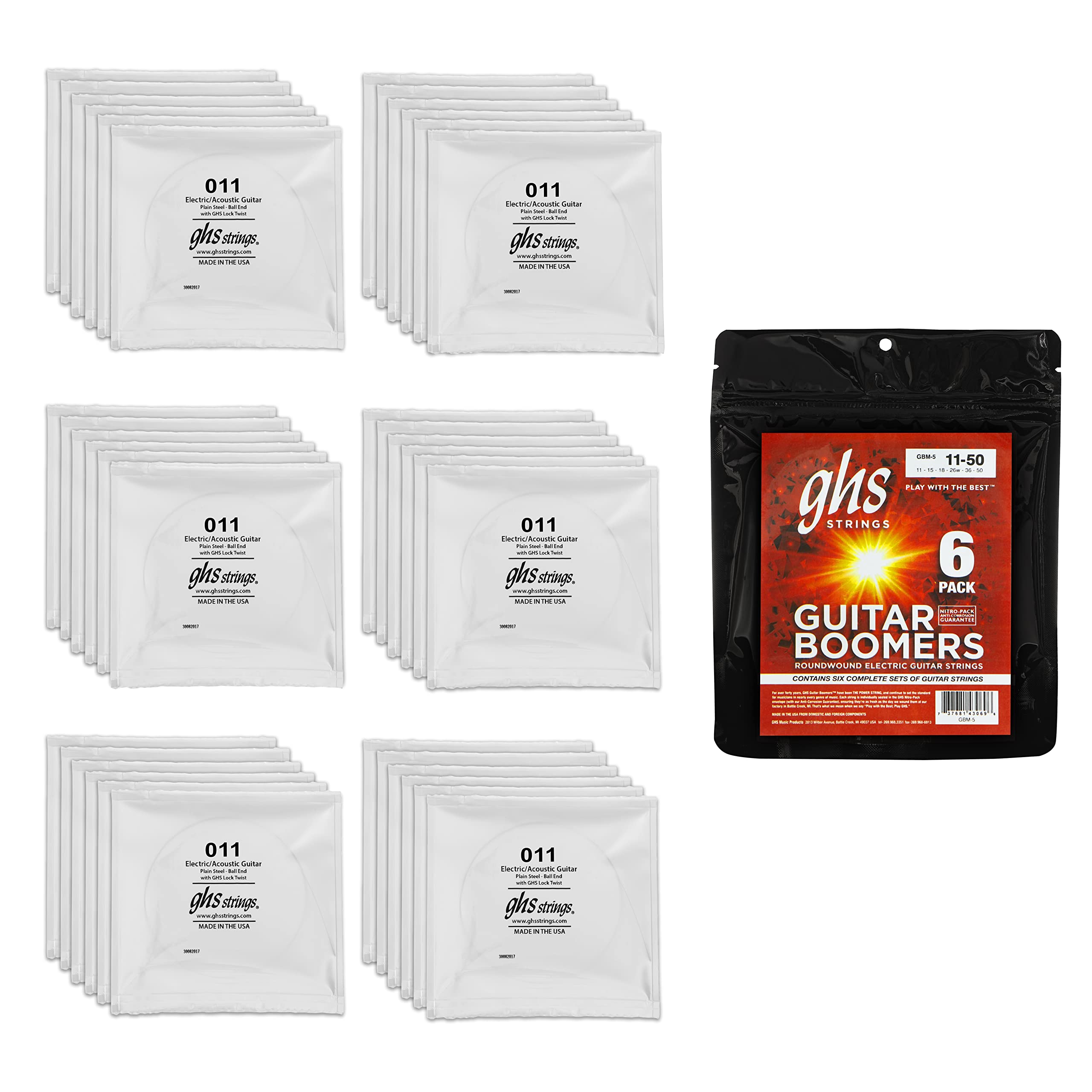 GHS Guitar Boomers - GBM - Electric Guitar String Set, Medium, .011-.050, 6-Pack