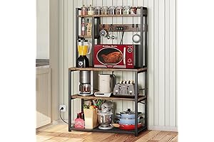 31.5 Inch Bakers Rack: Elevate Your Kitchen with Outlets and Storage