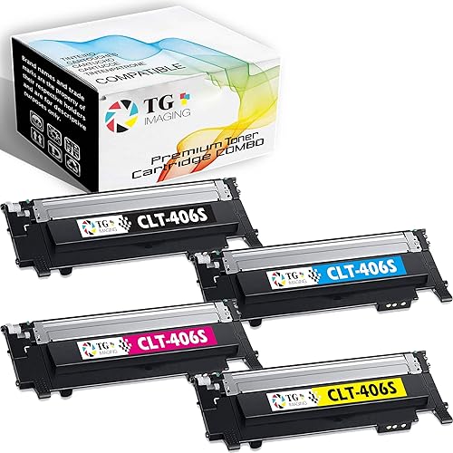 TG Imaging Paquete de 4 cartuchos de tóner compatibles con CLT406S CLT-406S funciona en CLX-3300 CLX-3305FN CLX-3305FW CLX-3305W SL-C460FW CLP-360