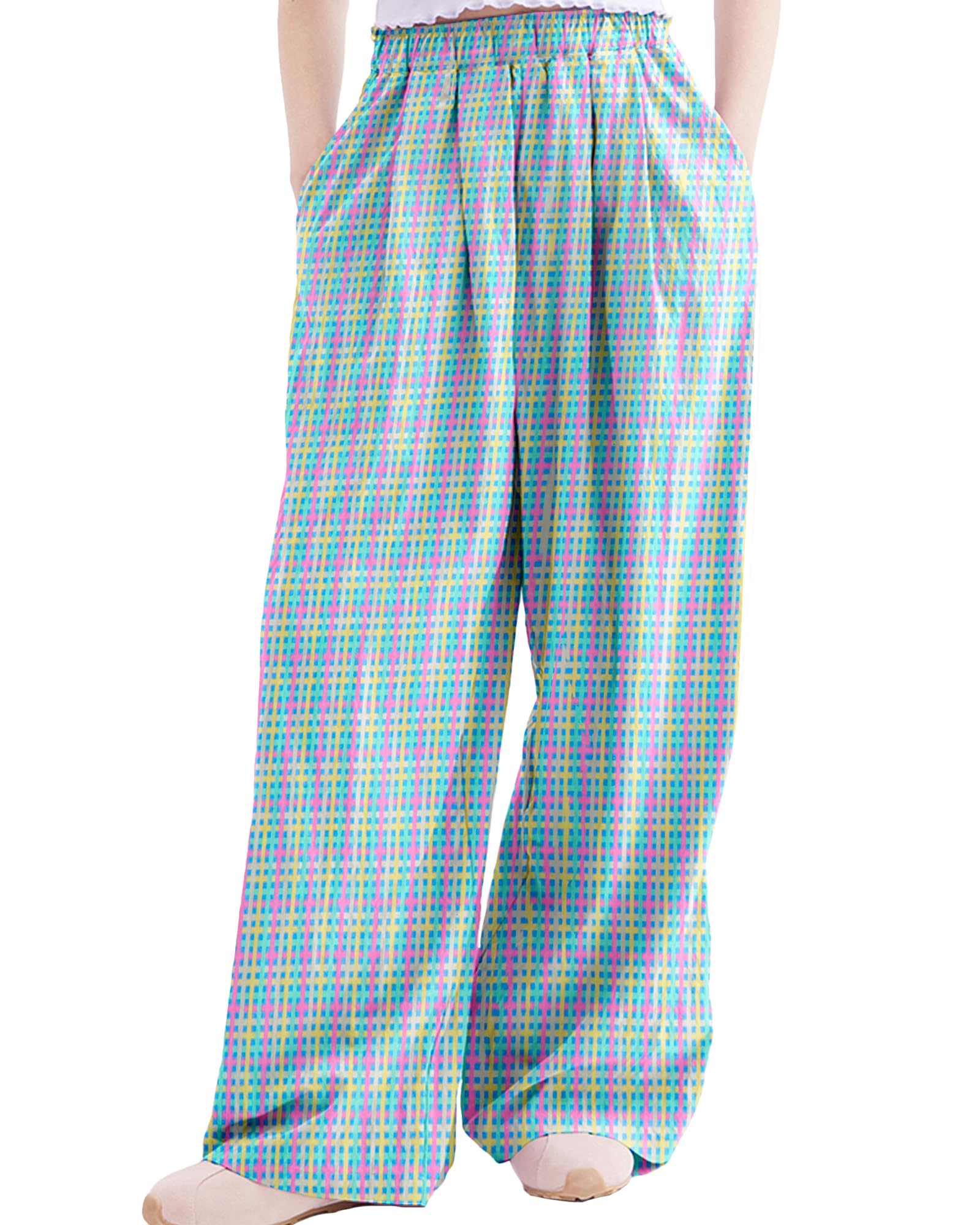 Rolanko Girls Wide Leg Pants Flowy Palazzo Pants for Girls Kids Linen Trousers Loose Fit Casual Beach Travel 6-15Y