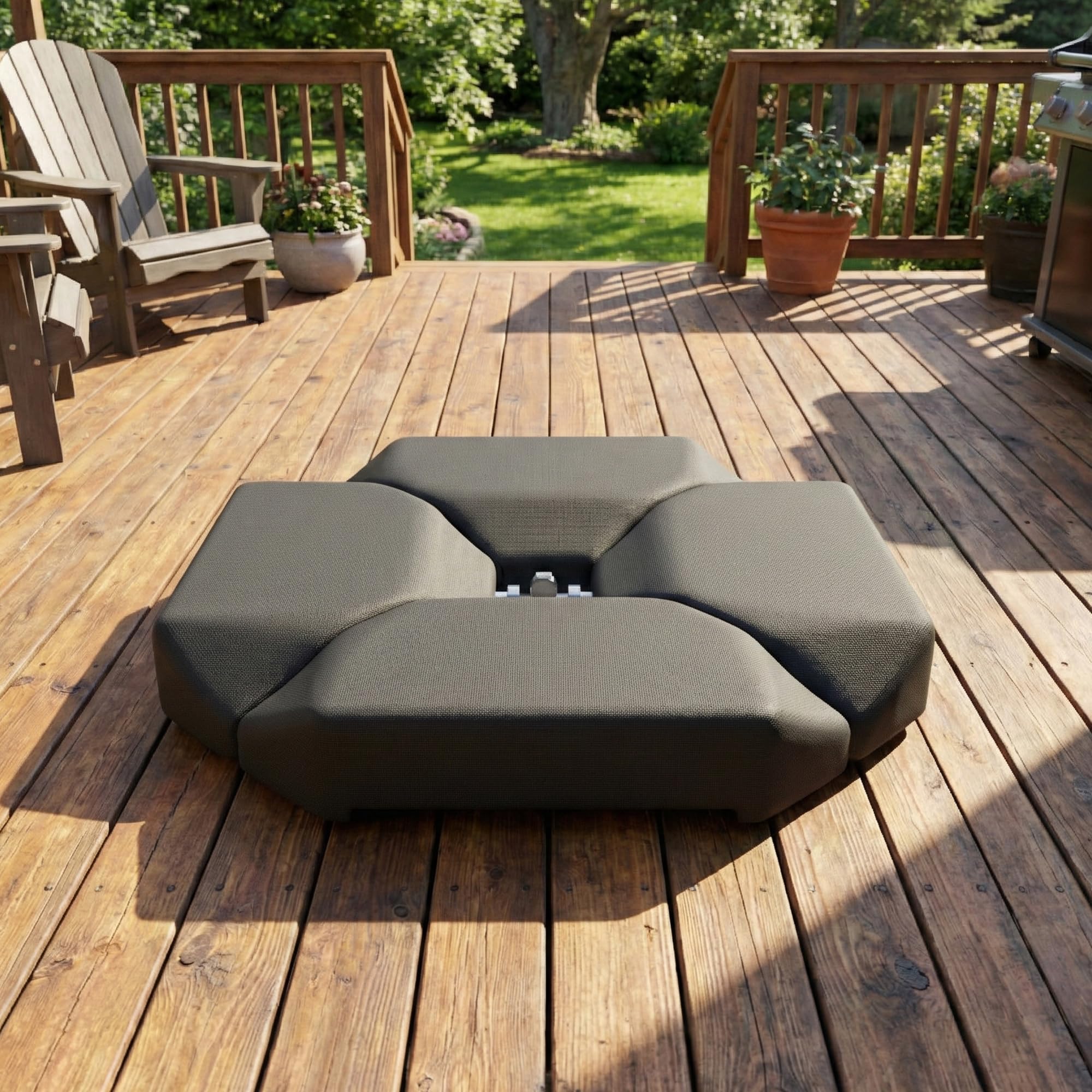 Outsunny Base para Sombrilla de 4 Piezas para Cantilever Doble Cara Negro | Soporte para Parasol, HDPE Rellenable con Agua 77 kg o Arena 100 kg, Peso para Sombrilla, Jardín, Patio