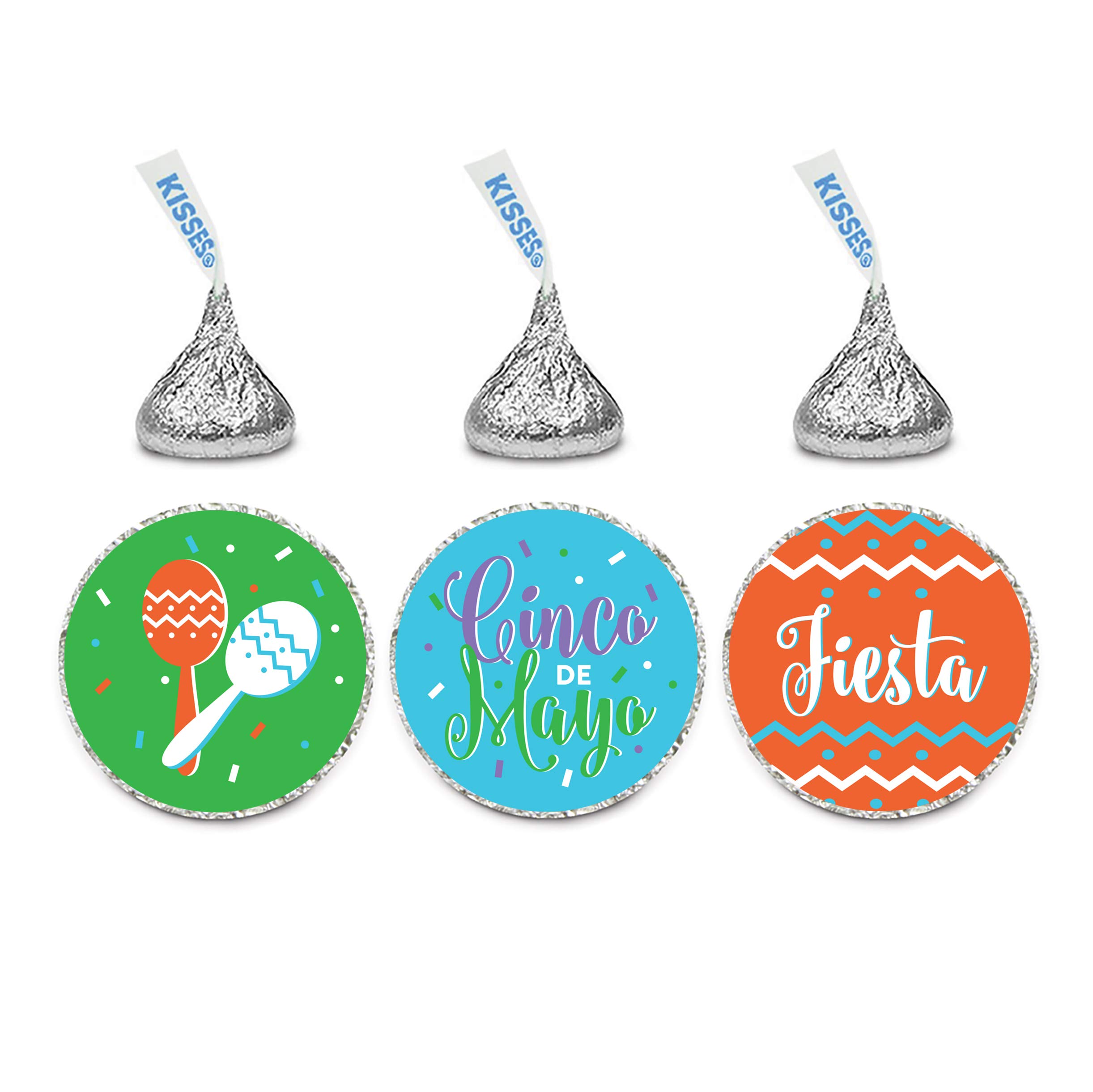 Andaz Press Chocolate Drop Labels Trio, Fits Kisses Party Favors, Happy Cinco De Mayo! Mexican Fiesta Party, 216-Pack, Envelope Seals Stickers