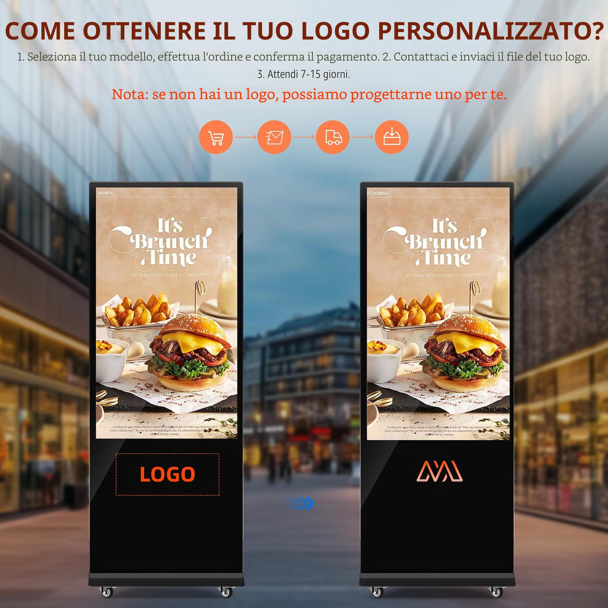 Monitor Pubblicitario, 43 Pollici LCD Digitale Display interna, FHD Schermo Pubblicitario, Supporto USB/HDMI/WiFi/Android OS, Adatto per Ristorante, Negozi, Centro Commerciale