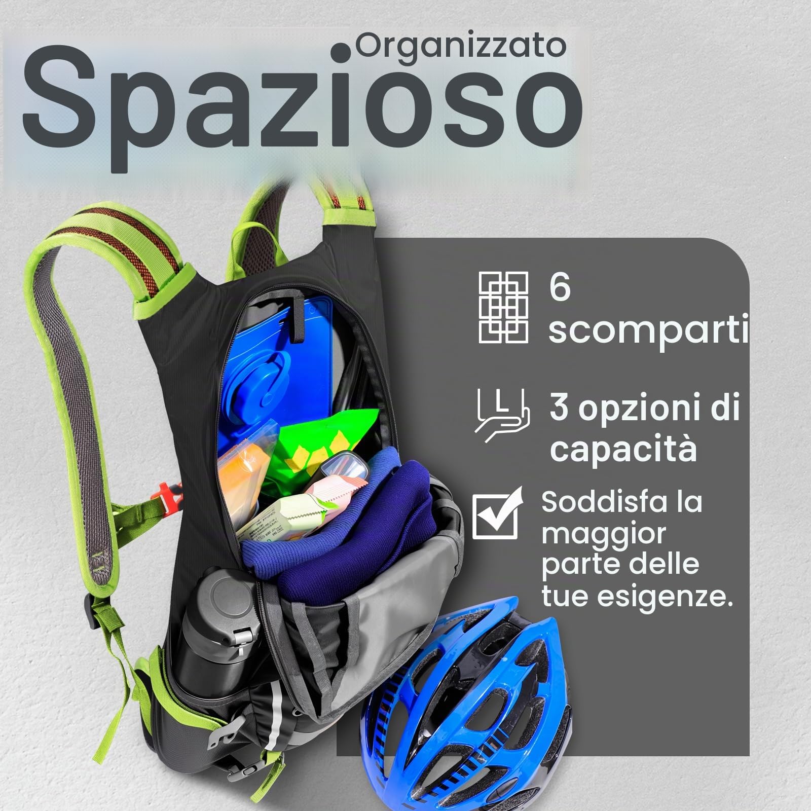 SPGOOD Zaino Bicicletta 20L/25L/30L Impermeabile Traspirante per Uomo e Donna Con Parapioggia Copricasco Moto Sportivo per Ciclismo Escursionismo Campeggio MTBmo (20L Verde Nero)