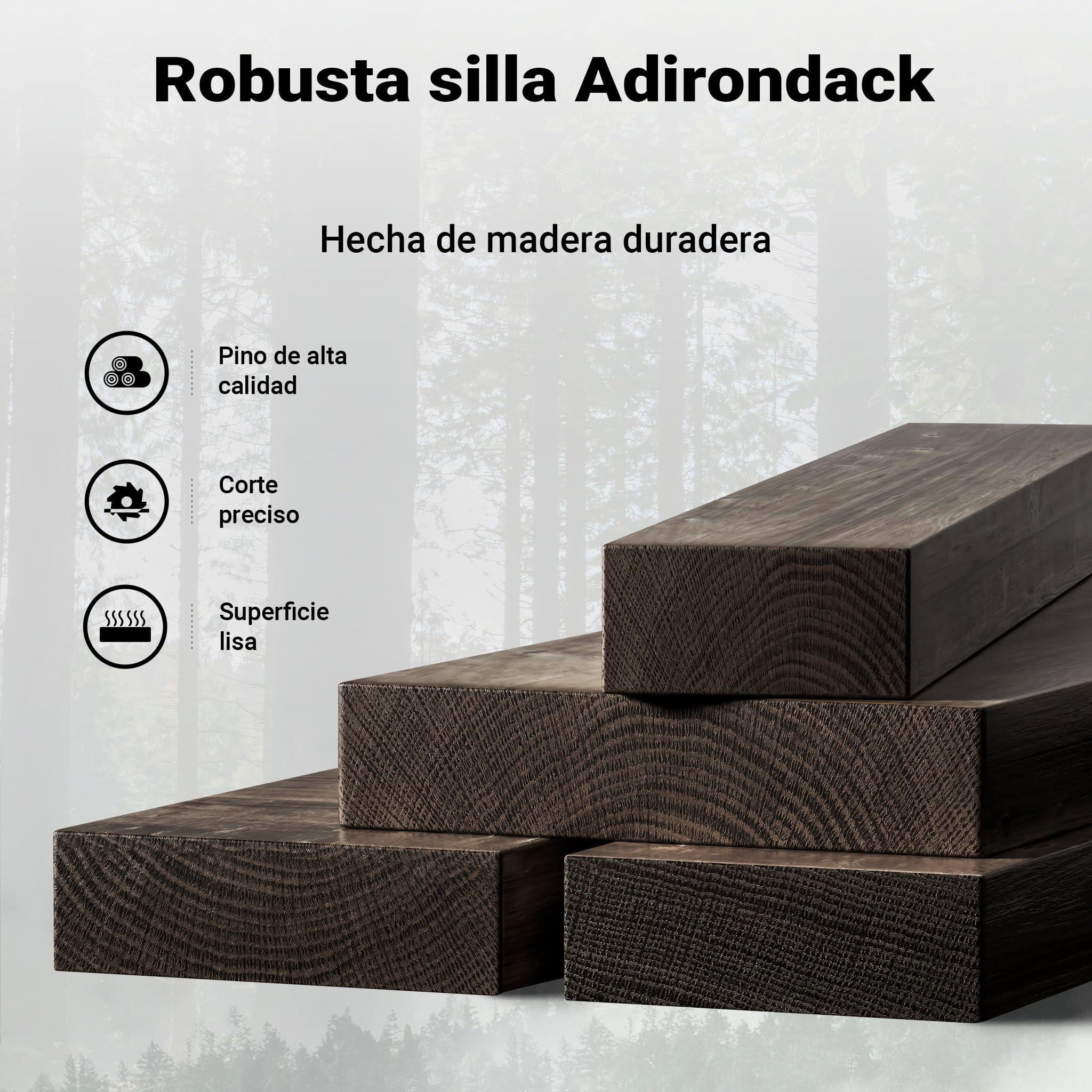 WilTec Silla de jardín Adirondack de Madera Maciza 89 x 72 x 92,5 cm - para Exterior, jardín - hasta 160 kg - ergonómica - de Pino - Muebles ajardinados macizos atemporales