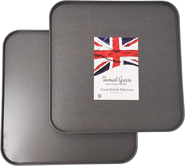 2X 31cm Square Oven Baking Tray, Superior Double Coated Non Stick, Made in England