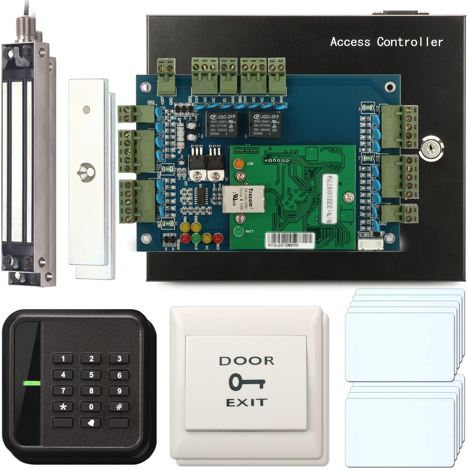 Soter® 2 Door Access Controller Board RFID IC Card Keypad Reader Network Office Security System + Holding Force 280KG Waterproof Magnetic Door Lock