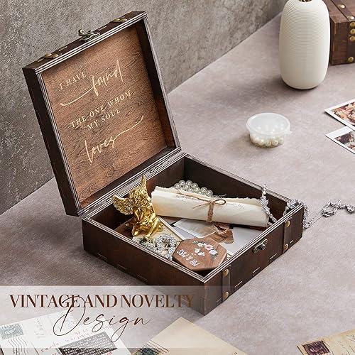 Miniatura 6 de AW BRIDAL Caja de Recuerdos de Boda para Señor y Señora para Parejas, Cajas de Madera con Tapa, Regalos de Despedida de Soltera para Novia, Fiesta