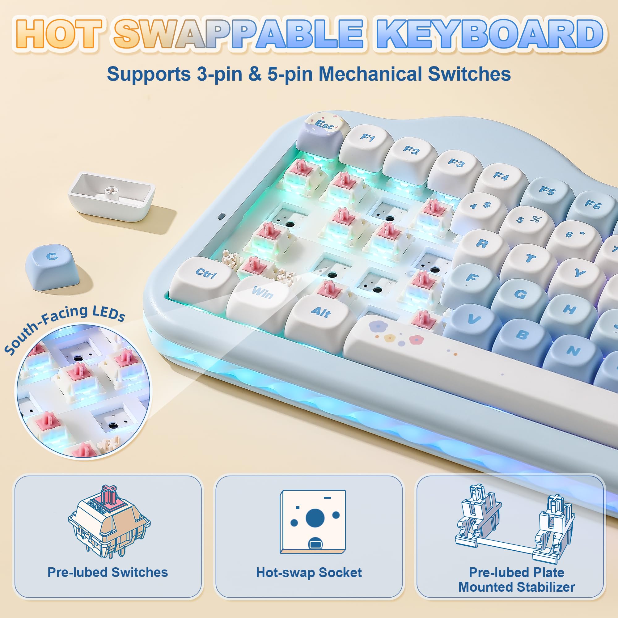Amazon.com: YUNZII C75 Wireless Mechanical Keyboard,75% Layout