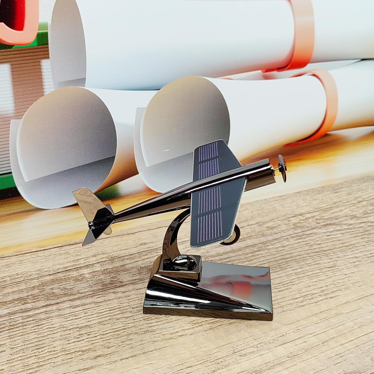 MagicTech Steel Balance Toy Solar Panel Power Windmill Propeller Car Black Ornaments Kirksite PH06-PH37