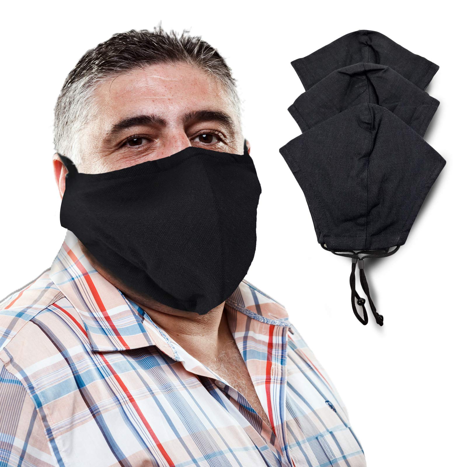 TUFF Face Mask 2XL XL Size 3 Pack- 3 Layer Cotton Reusable Masks Nose Bridge-image-40