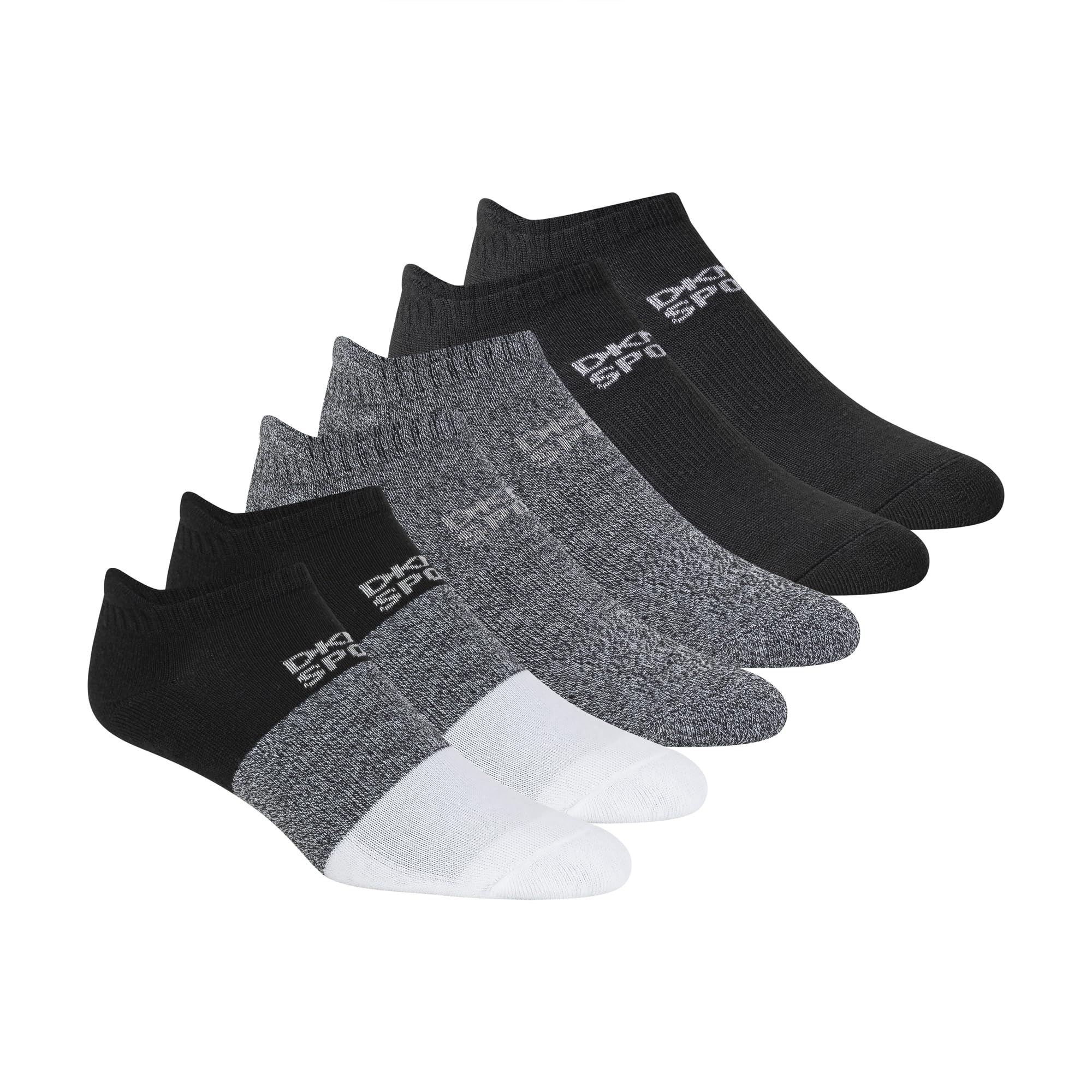 DKNY Women's 6 Pack Sport Cushion Low Cut Socks, Black/White, 8-10 UK