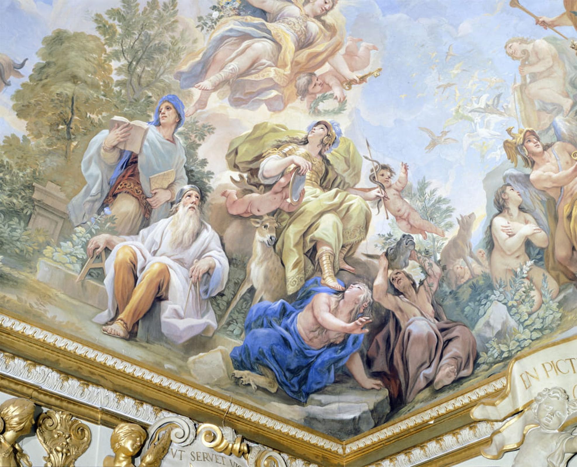 ARTXLXXBN Famous Painting Canvas Artwork Graffiti Print Prudence Detail of Cycle of Frescoes in Hall of Mirrors by Famous Artist Portrait Canvas Image for Home Decor 60x90cm