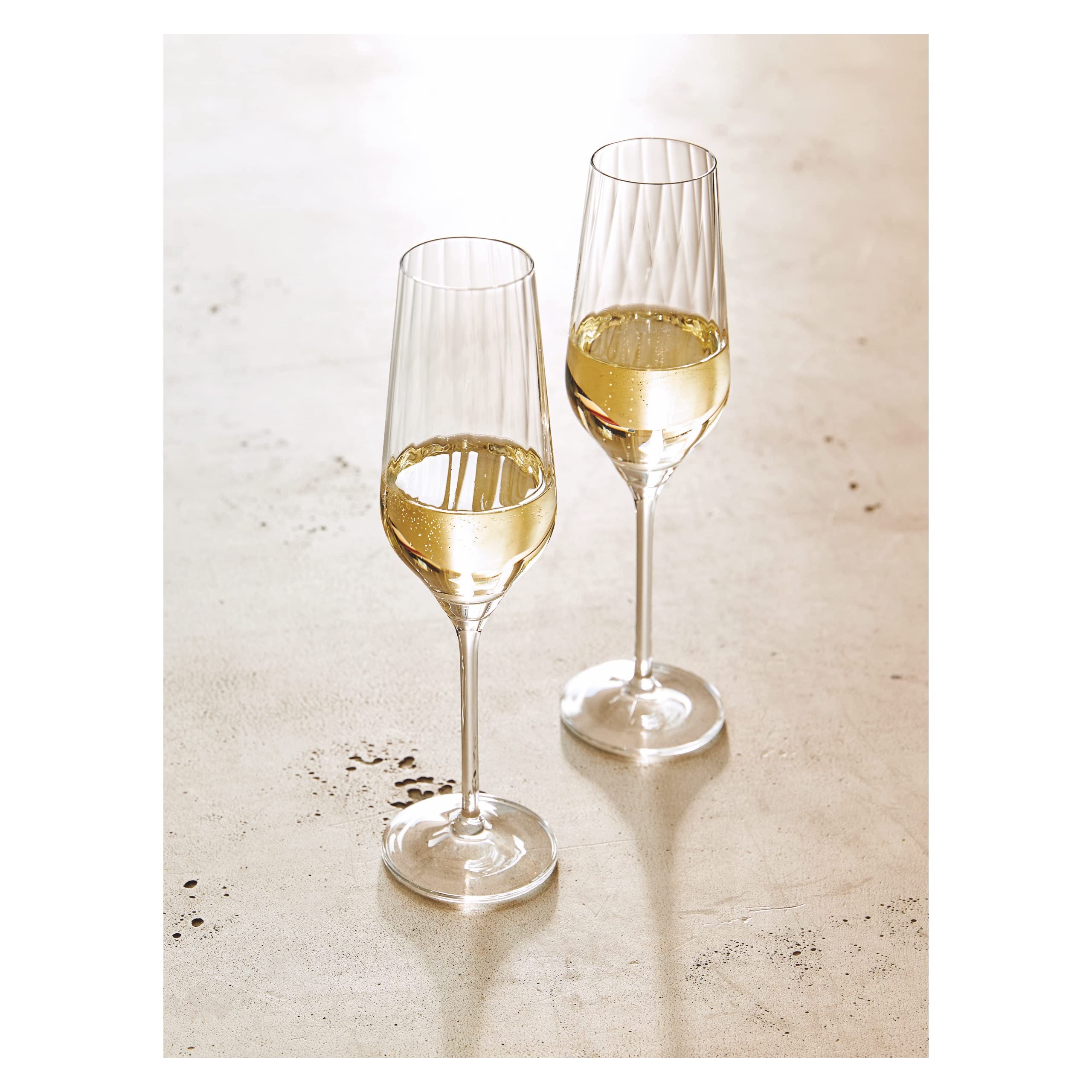 Ritzenhoff 3751001 Bicchiere da champagne 250 ml - Serie Sternschliff No. 2-2 pezzi con linea di rilievo - Made in Germany