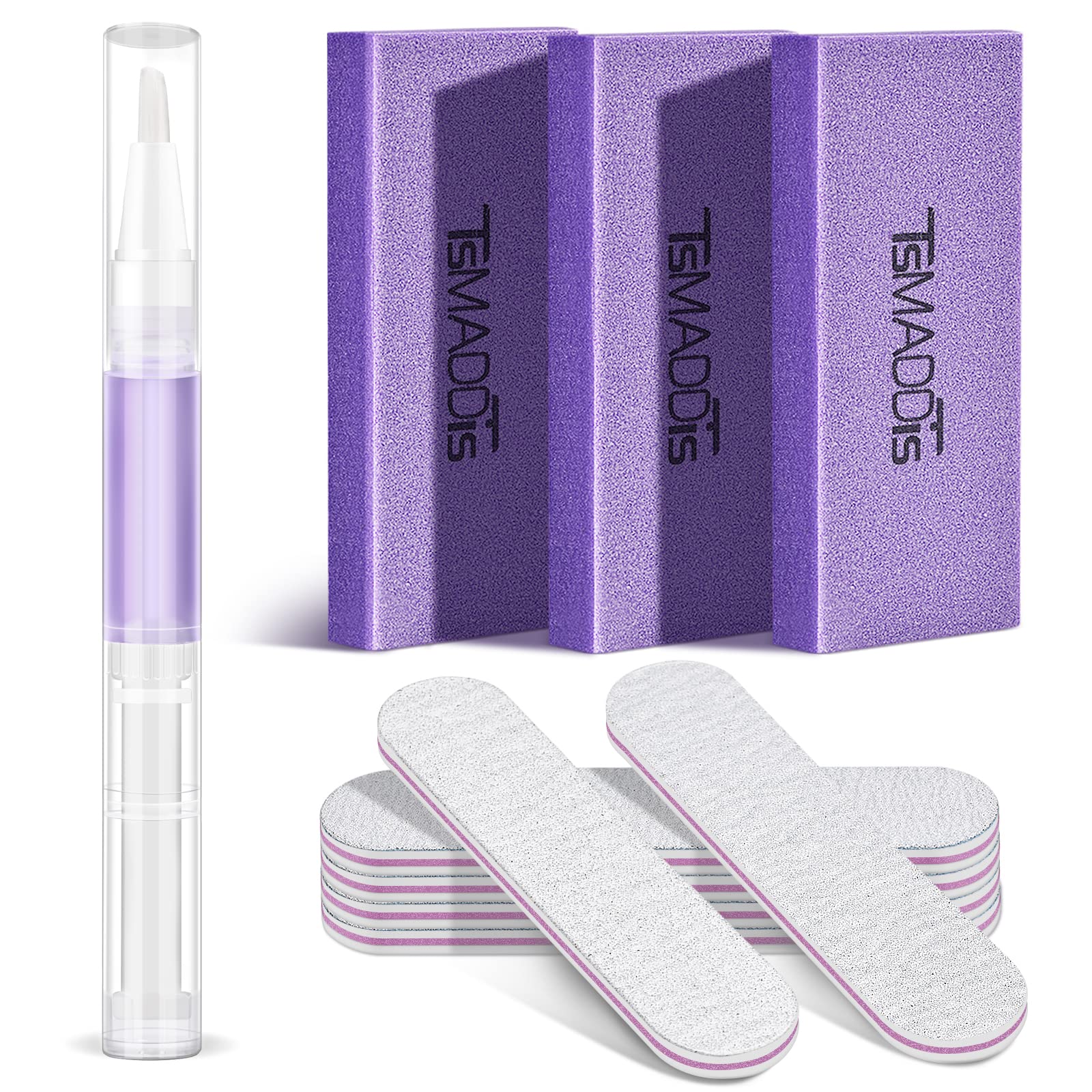 Nail Buffers and Files, TsMADDTs Manicure Tools Kit with 6PCS Nail Files, 3PCS Nail Buffer Blocks,1PCS Nail Cuticle Oil Pen