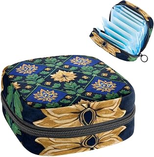 Cute Period Pads Bag, Aesthetic Art Thai Pattern Sanitary Napkin Storage Bag, Portable Menstrual Pad Storage Pouch Feminine Menstruation First Period Bag