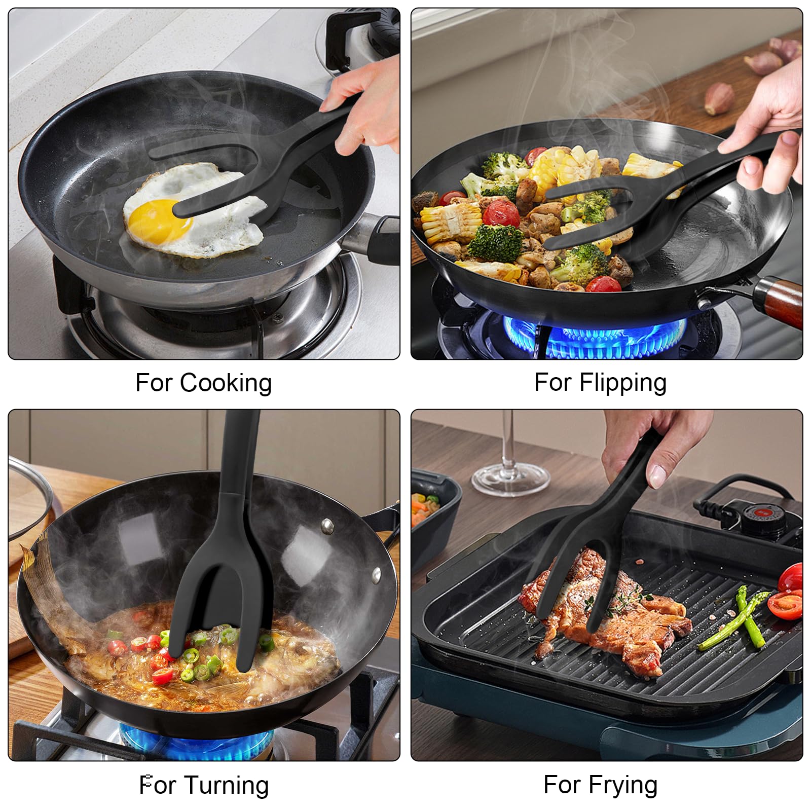 Eierspachtel, 2 Stück, 2-in-1, Griff und Flip-Spatel, Zange, Spatel für die Küche, Eierflipper Spatel, Eierwender, Pfannkuchen, Fisch, French Toast, Omelett, Herstellung für Zuhause, Kochwerkzeug