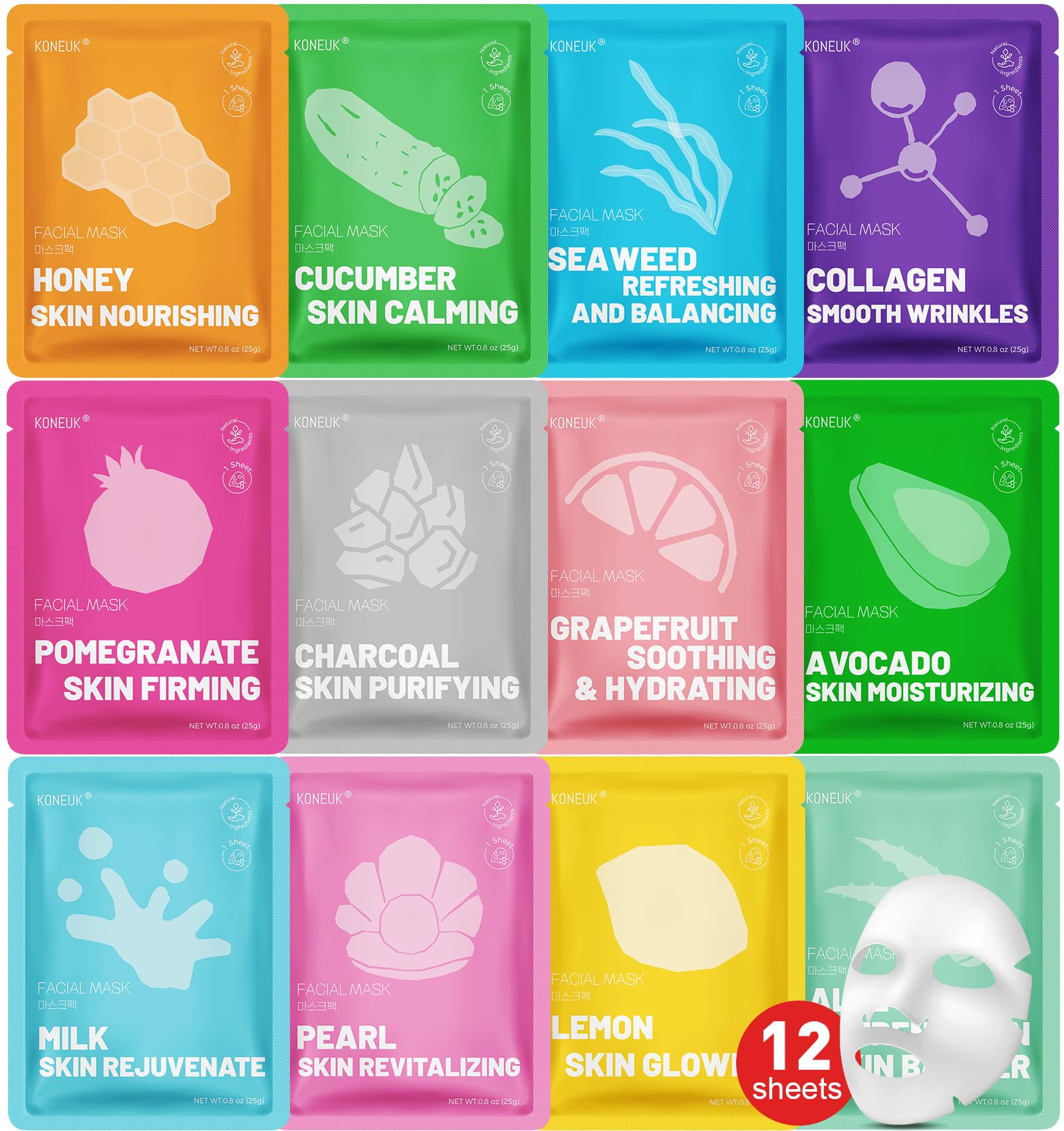 Amazon.com : KONEUK 12 Pack Collagen Hydrating Face Masks Skincare