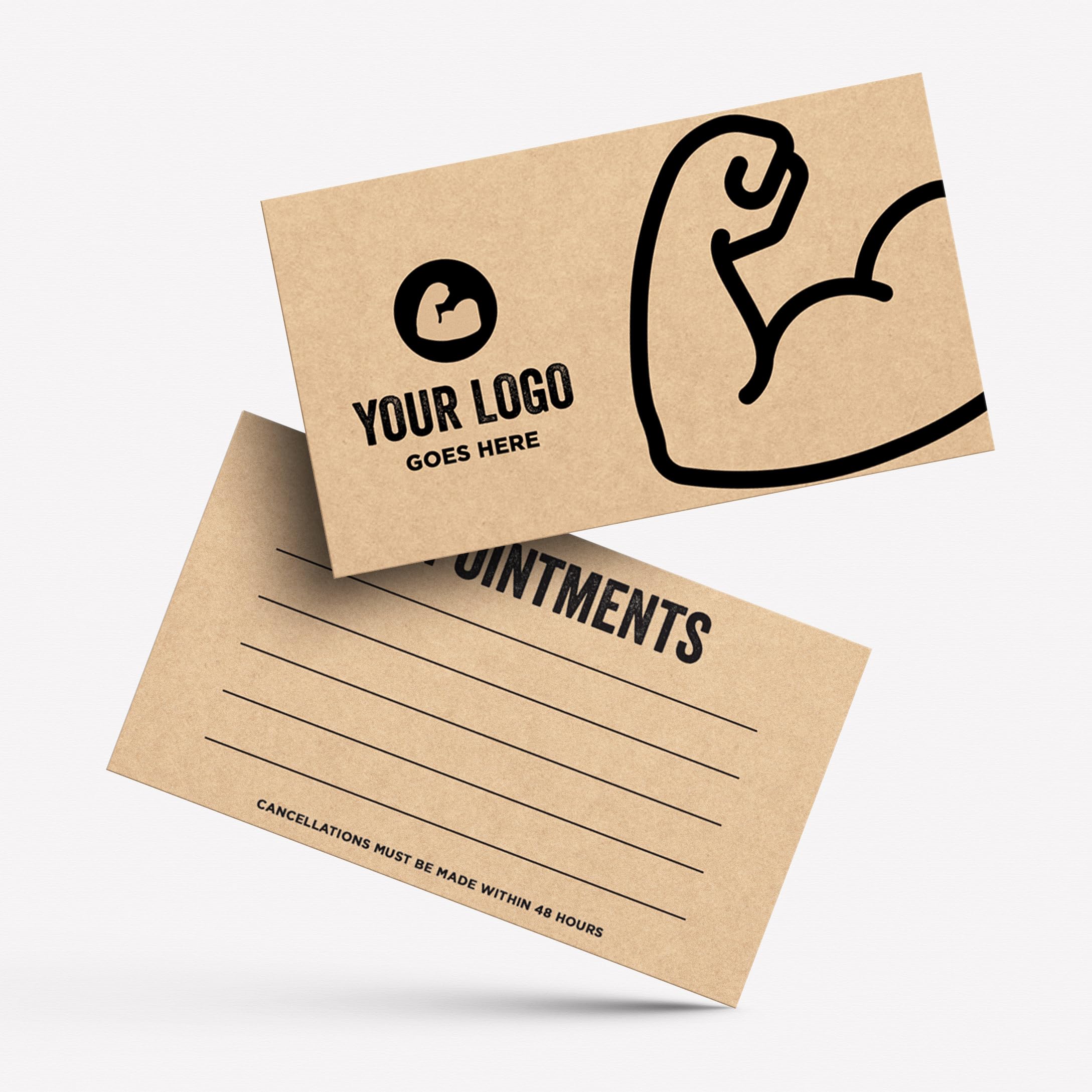MJ DESIGN & PRINT Personalised Appointment Cards, 400gsm Kraft Card, Double Sided, for Gym, Personal Training, Trainer, Workout, Fitness, Instructor