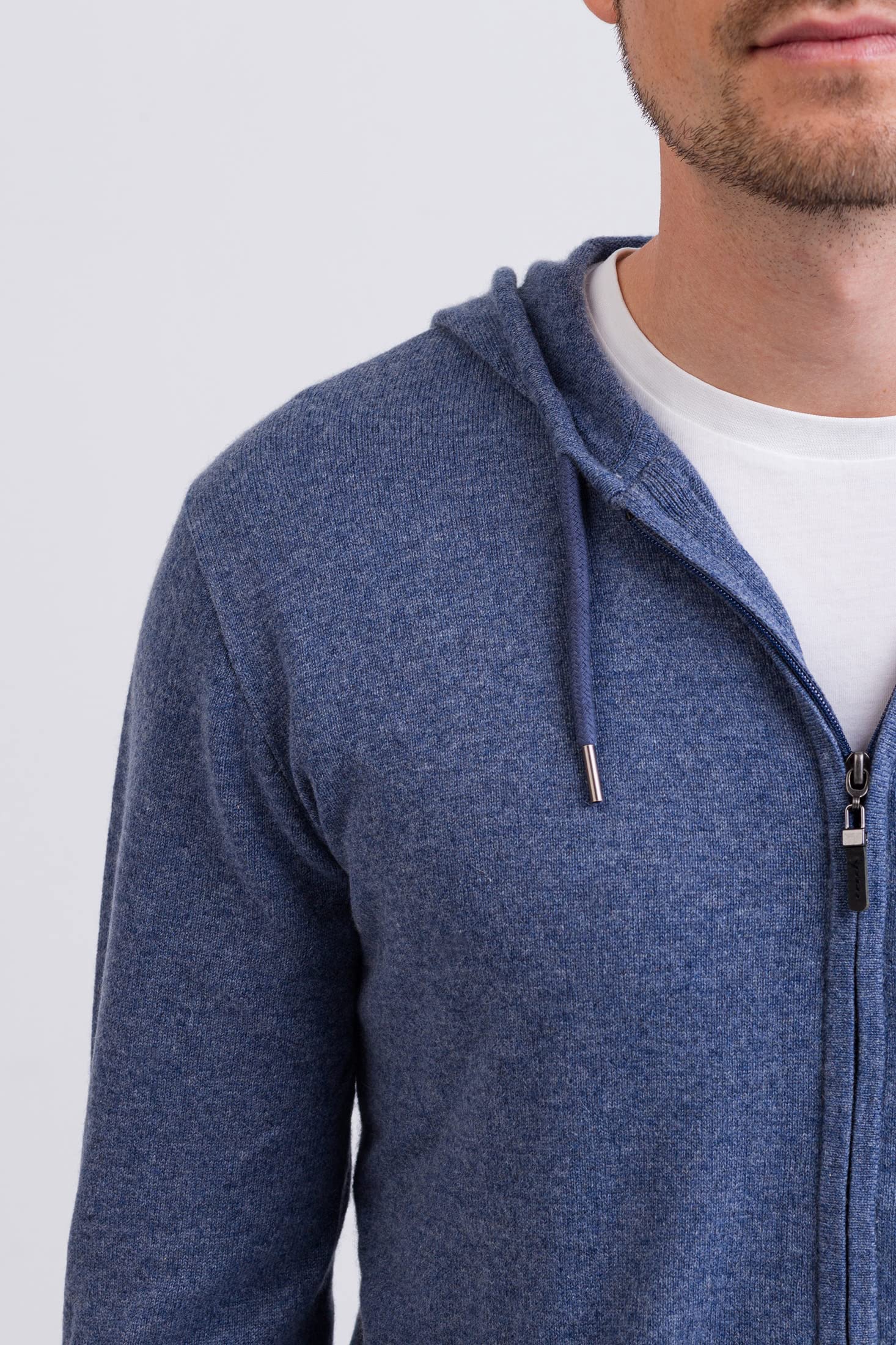100% Kaschmir Herren Kapuzenpullover | Hoodie mit Reißverschluss