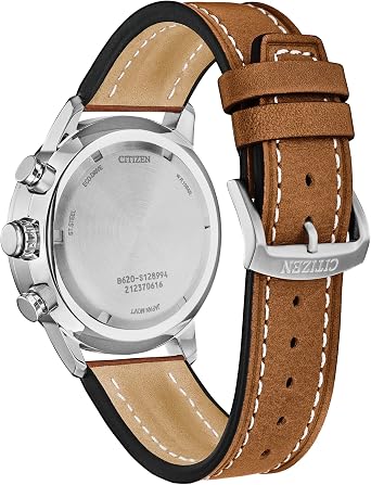 Citizen Men's Sport Casual Avion Eco-Drive Chronograph Watch, Dual Time Zones, 12/24 Hour Time, Spherical Mineral Crystal, Field Watch