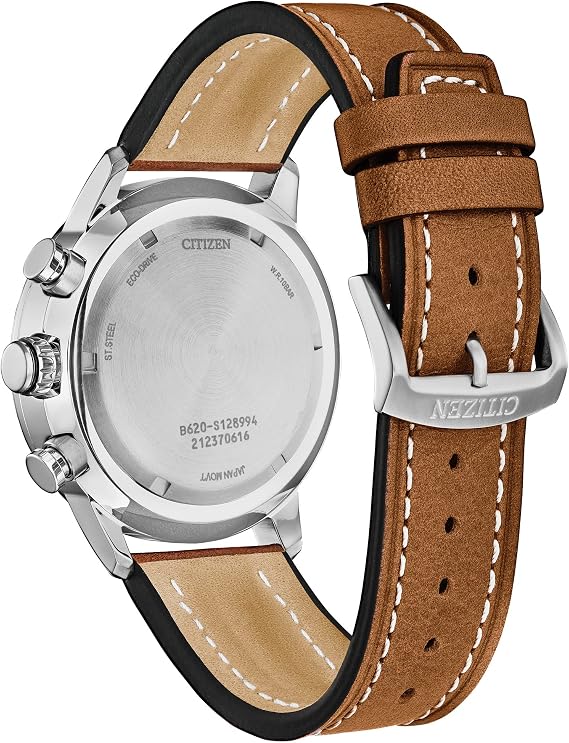 Citizen Men's Sport Casual Avion Eco-Drive Chronograph Watch, Dual Time Zones, 12/24 Hour Time, Spherical Mineral Crystal, Field Watch