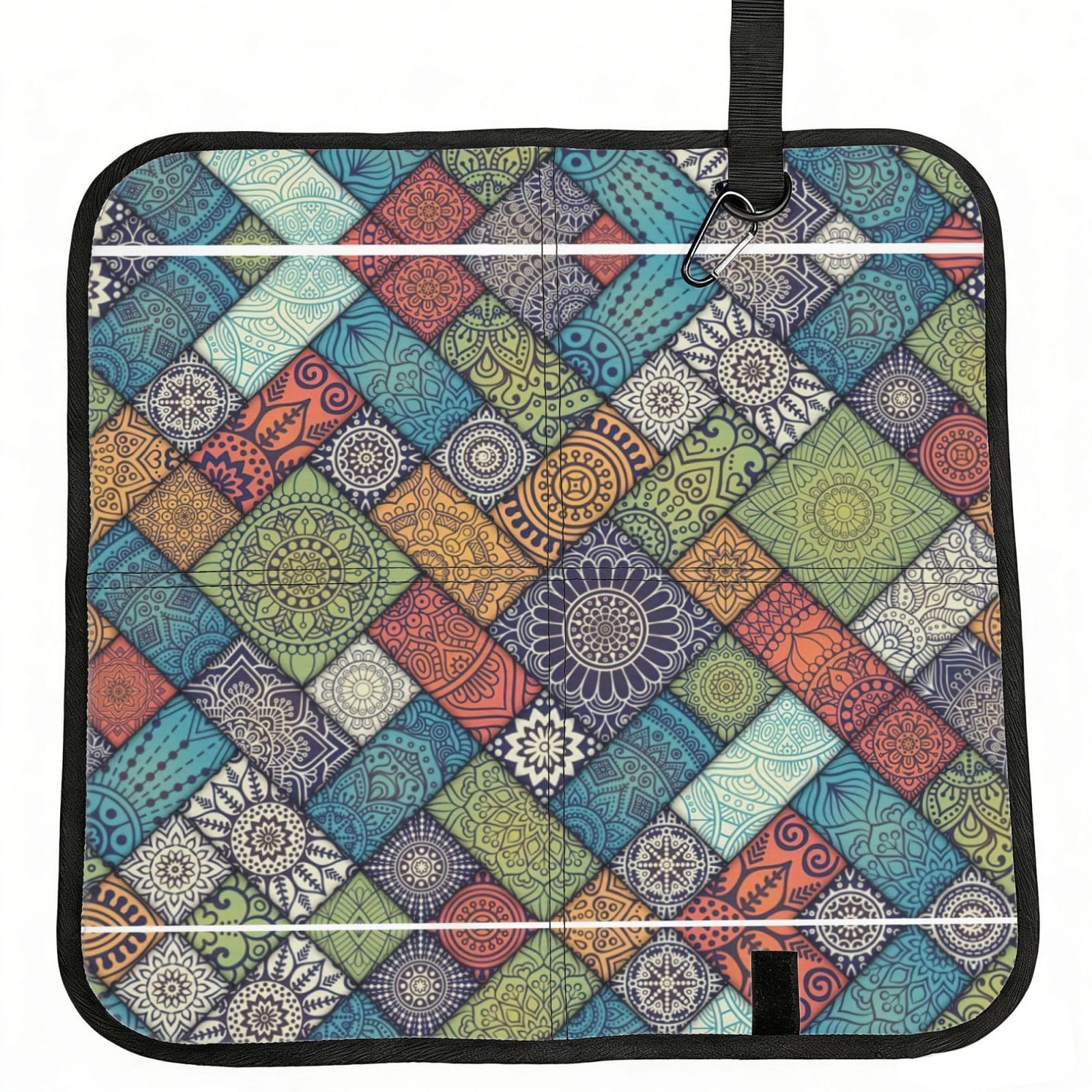 OKFSTY Background Geometry Print Fold Away Seat Cushion Portable Outdoor Pad Polyester Bleacher Bench Mat Travel Picnic Pad