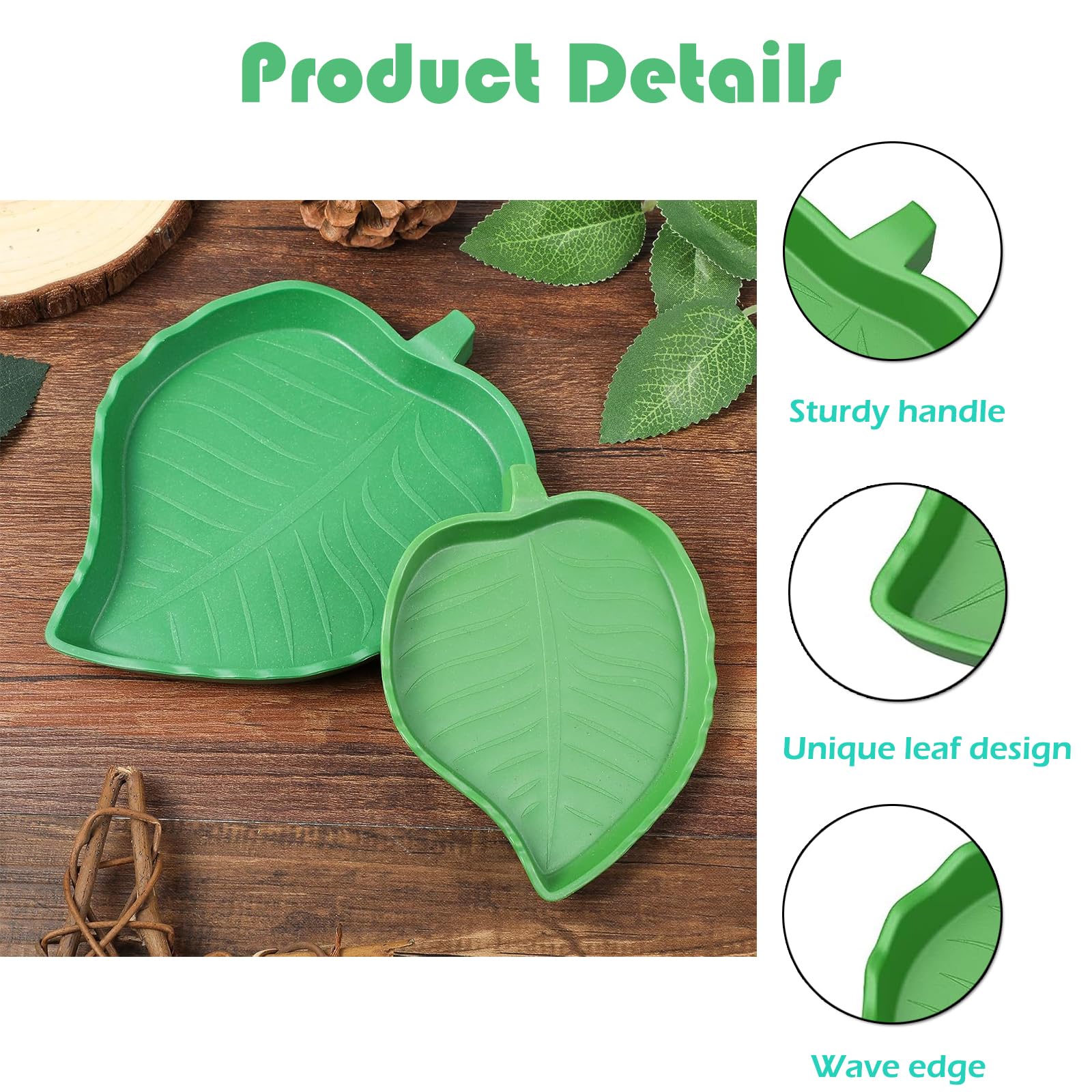 KABASI 2 platos de agua para reptiles con pinzas, accesorios de hábitat de reptiles, cuenco de comida, plato de alimentación para mascotas, para tortuga, maíz, serpiente, dragón barbudo, serpiente