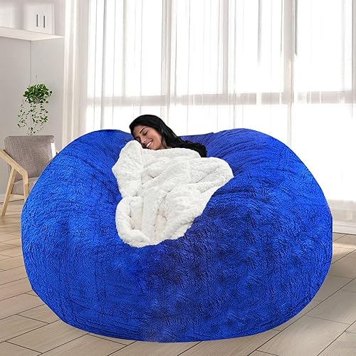 Miniatura 10 de Puf para adultos y niños, sin relleno, suave, de gran tamaño, redondo, puff para sofá, sofá perezoso, para dormitorio, silla de lectura, 5 pies,