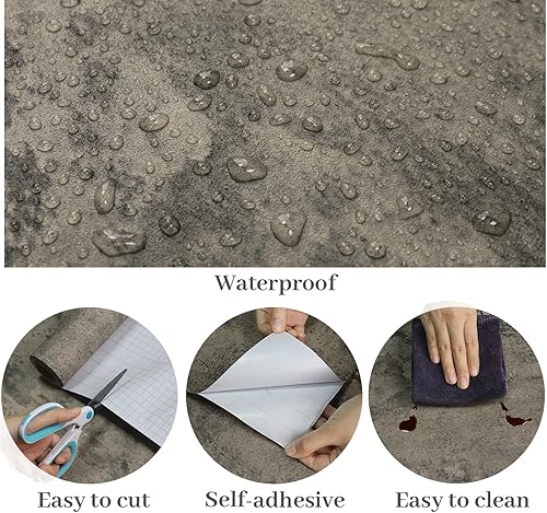 Miniatura 8 de VaryPaper Papel tapiz de hormigón agrietado de 32 x 118 pulgadas, para despegar y pegar, papel tapiz texturizado gris, papel de contacto de cemento,