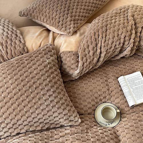 Miniatura 4 de ZIQINPSQ Juego de funda de edredón de plumón de fibra texturizada, juego de funda de edredón de 3 piezas, juego de funda de edredón largo de plumón,