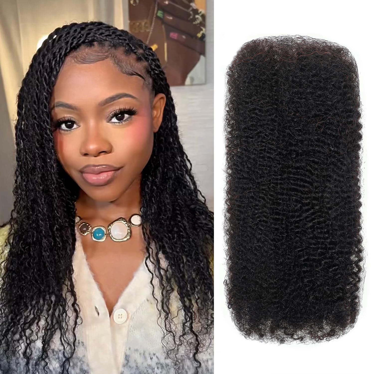 Afro s Bulk Human Hair(22 Inch), Braiding Hair for Dreadlocks, Loc Repair, Twists, Dreadlock Extensions, 35g Per Pack Black
